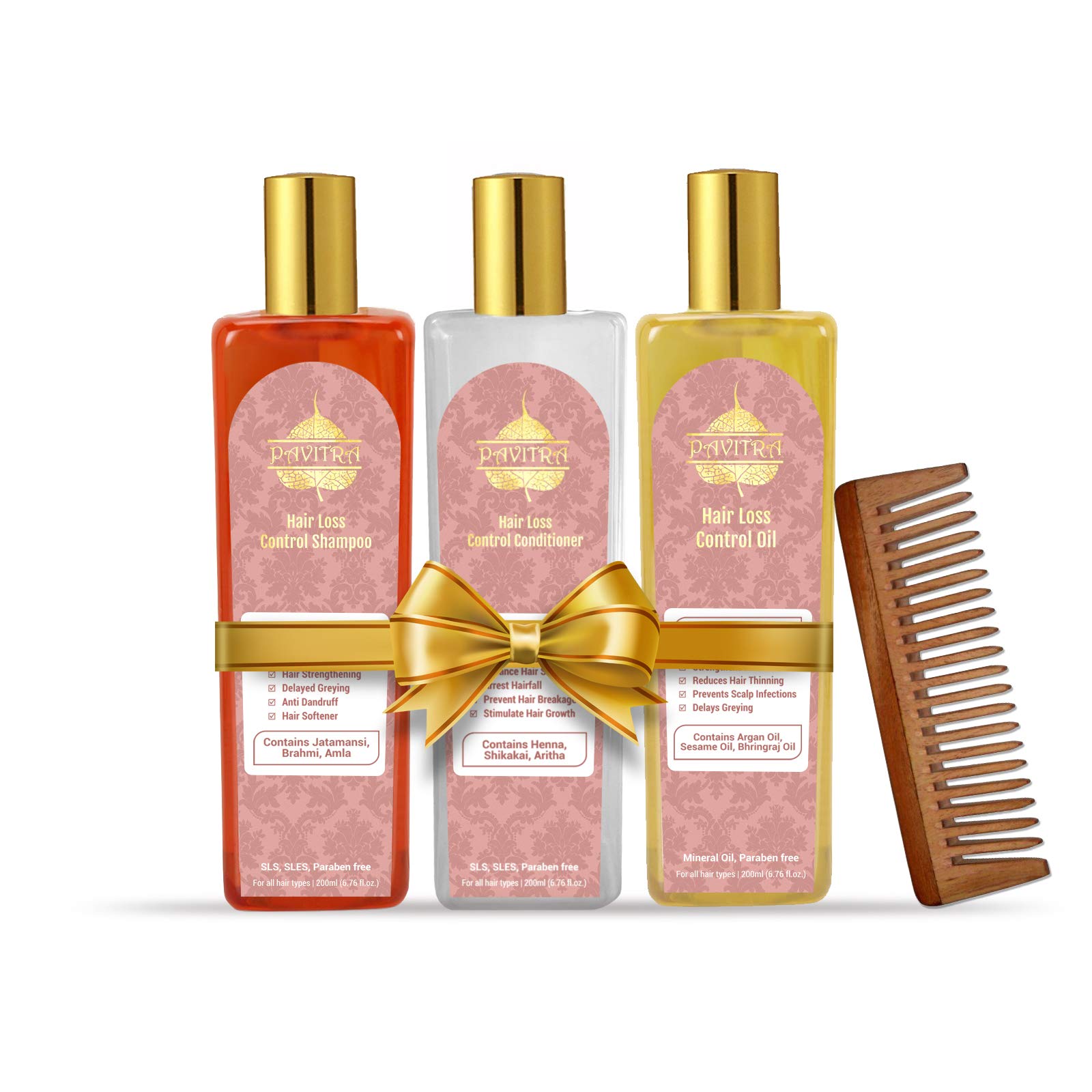 Pavitra+ Hair Loss Control Kit with Ayurvedic Formula with Amla, Brahmi, Bhringraj & Herbal Extracts - Shampoo for Bouncy Hair, Hair Oil for Deep Nutrition and Conditioner for Day long Shine Combo-image-48