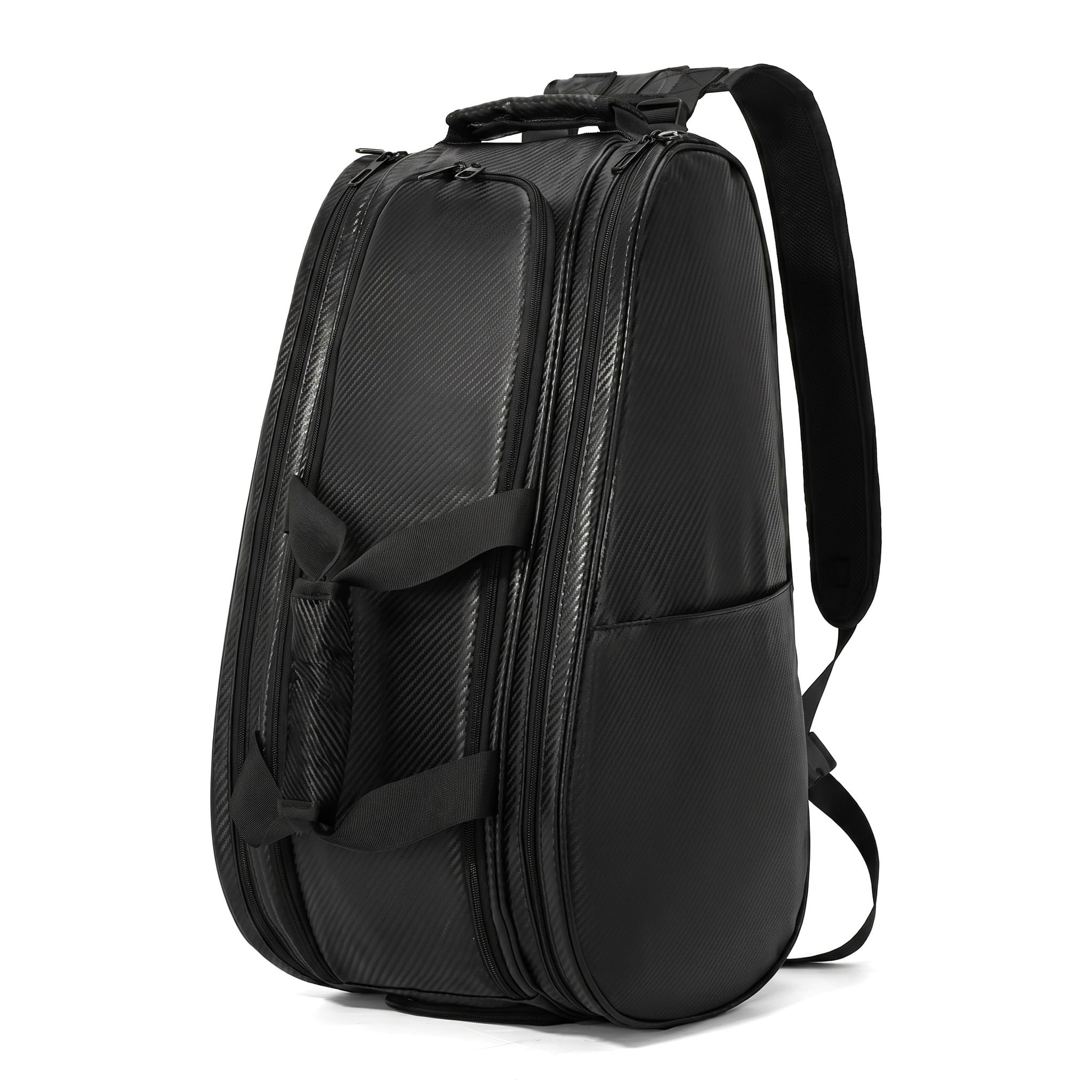 ZCJ Professional Padel Racket Bag, 4-Racket Capacity Tennis & Padel Sports Bag, Waterproof Insulated Tournament Backpack with Multi-Compartment Storage for Training & Competition (Black, Black)