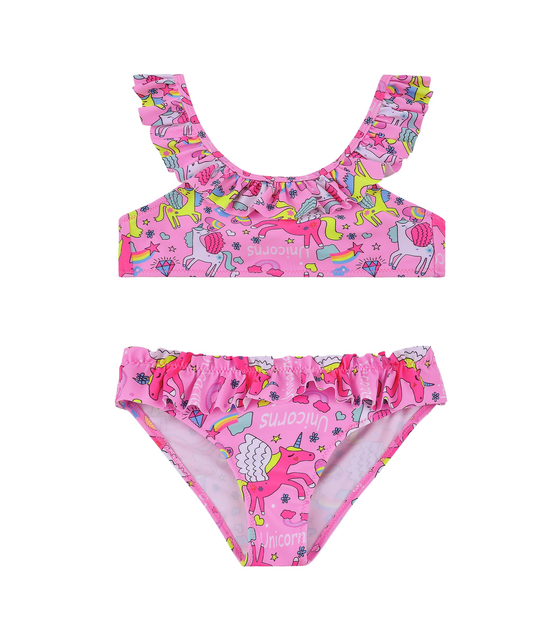 Power Flower Traje de baño de niñas Traje de baño de Dos Piezas con Volantes Conjunto de Traje de baño Tankini Ropa de Playa para niños pequeños 4-16 Niña