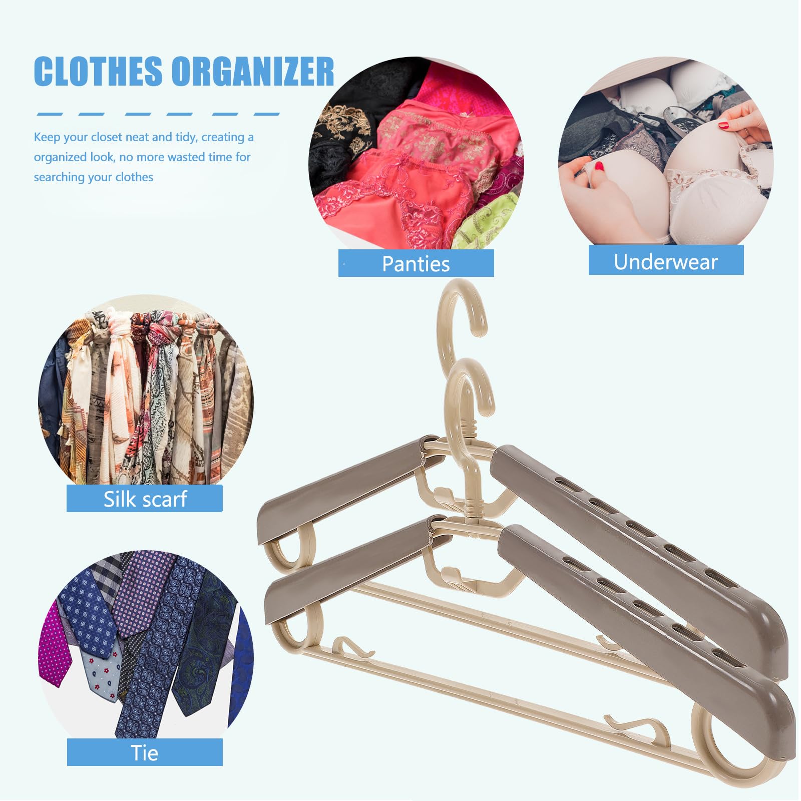 MAGICLULU Grucce Regolabili per Organizzare L'armadio per Giacche e Pantaloni Set 10 in ABS Resistente, Struttura Robusta Extra Larga da 16 a 23 Pollici Salvaspazio