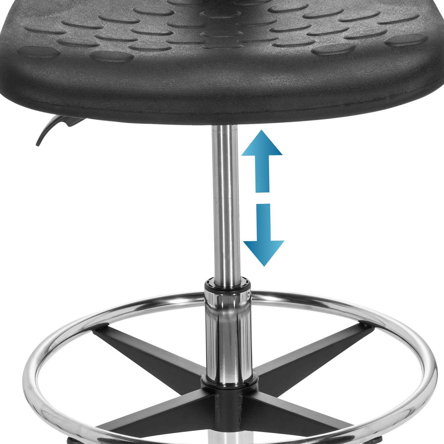 hjh OFFICE 830097 Silla de Trabajo Top Work 23 I Asiento de PU-Espuma Duro Antideslizante, con Ruedas y Tapones, Negro