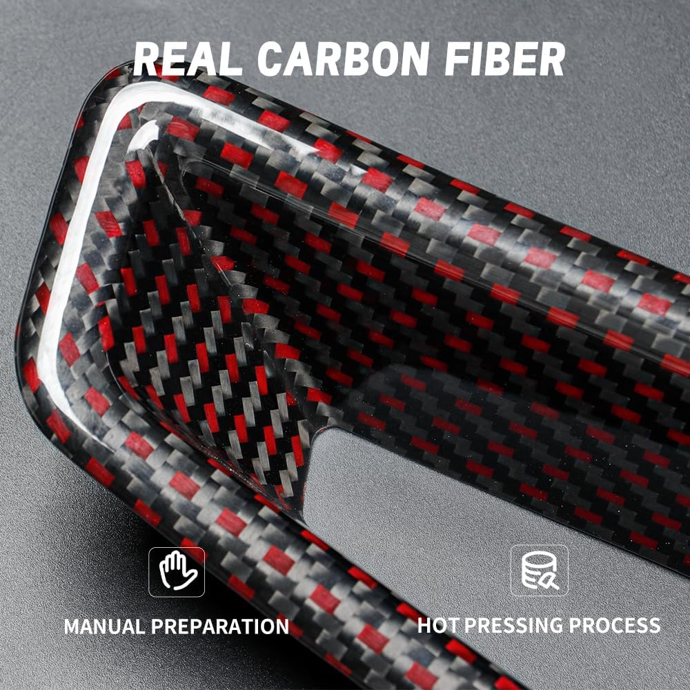 JSWAN 4pcs Red Black Carbon Fiber Seat Headrest Cover Fit for 11th Gen Civic Type R FL5 Typer Headrest Cover Trim Overlay Seat Cover Seat Back Protector Cover(4pcs seat Cover)