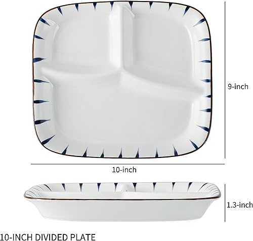 Miniatura 4 de Acyhggi Ceramic Divided Porcelain Dinner Plates - 10 inch, Breakfast Plate, Lunch Plate, Bowl Dinner Plate, Portion Control Plate, Salad Plate.