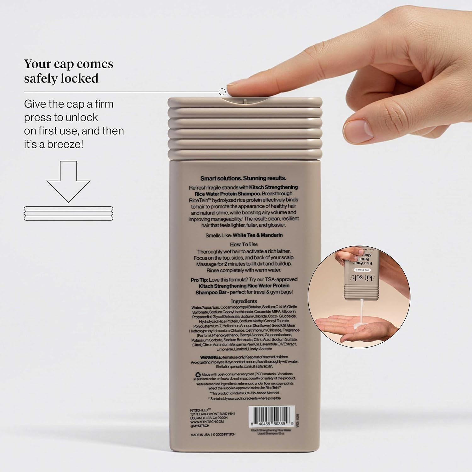 Kitsch Strengthening Rice Water Protein Shampoo for Men and Women – Hair Growth Shampoo & Volumizing Hair Care for Thin, Fine & Damaged Hair – Paraben, Phthalates & Silicone Free – Made in USA – 12 oz - Image 4