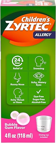 Miniatura 9 de Zyrtec Jarabe de alergia para niños de 24 horas con cetirizina HCl, medicamento antihistamínico para alergias en interiores y exteriores para niños,