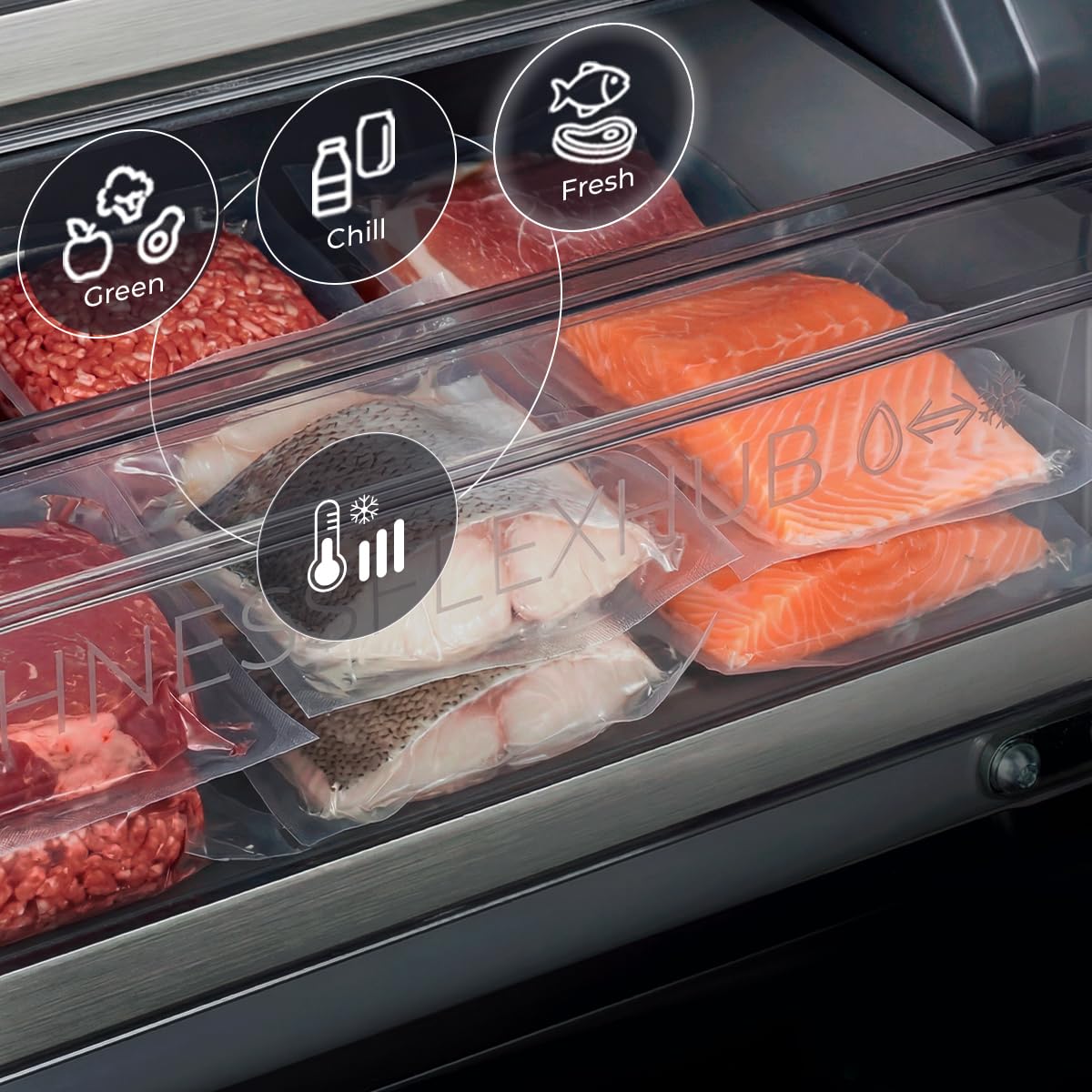 Cecotec Kühl-Gefrierkombination Bolero CoolMarket Combi 405 WL Elite Inox D. 405 L, 199,5x59,2 cm, Total No Frost, Inverter Plus, 37 dB, Fast Cooling & Freezing, LED-Display, Energieklasse D