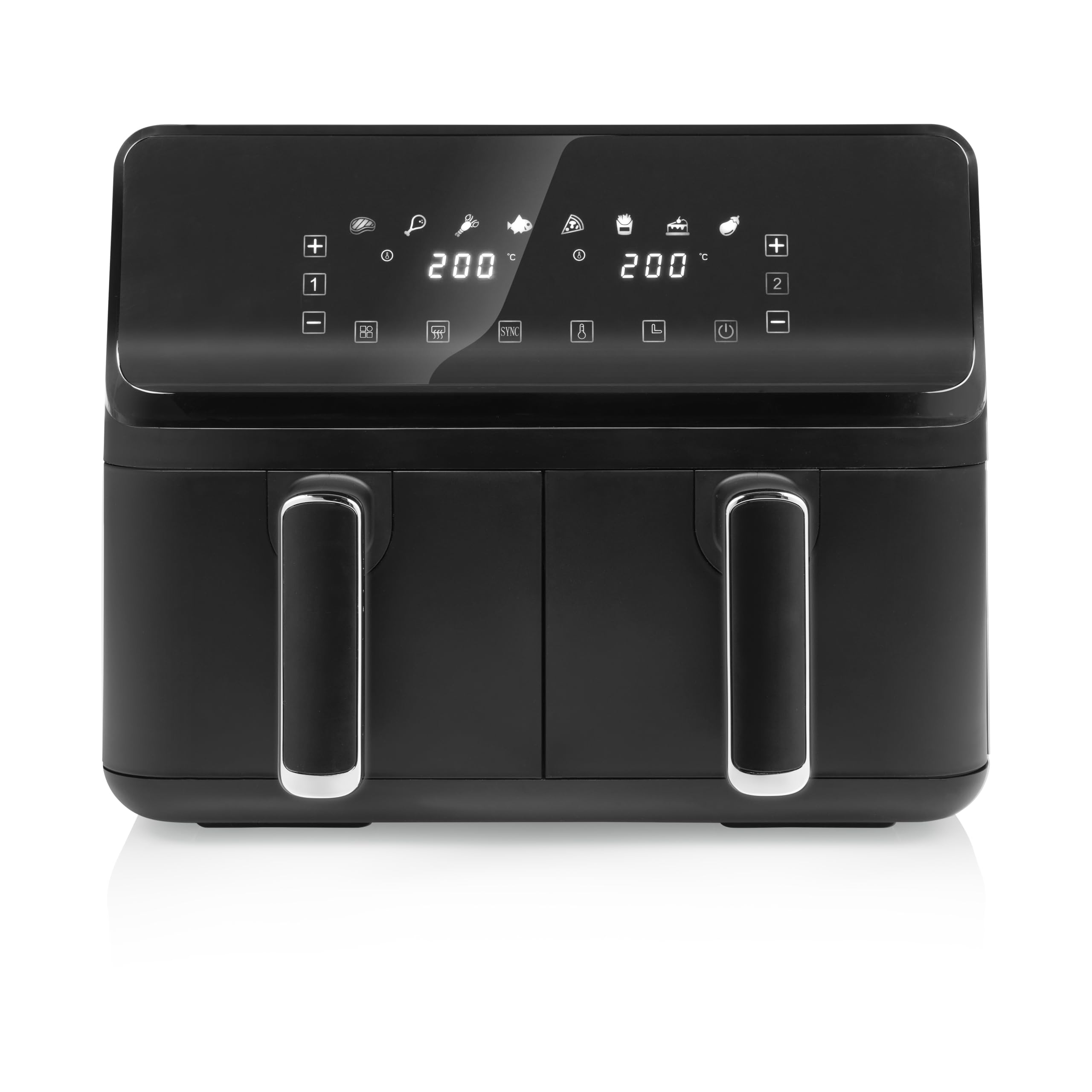 Tristar Airfryer Double Panier - Capacité 2 x 4 L - 2700 W - 8 programmes - Température réglable par panier, Noire