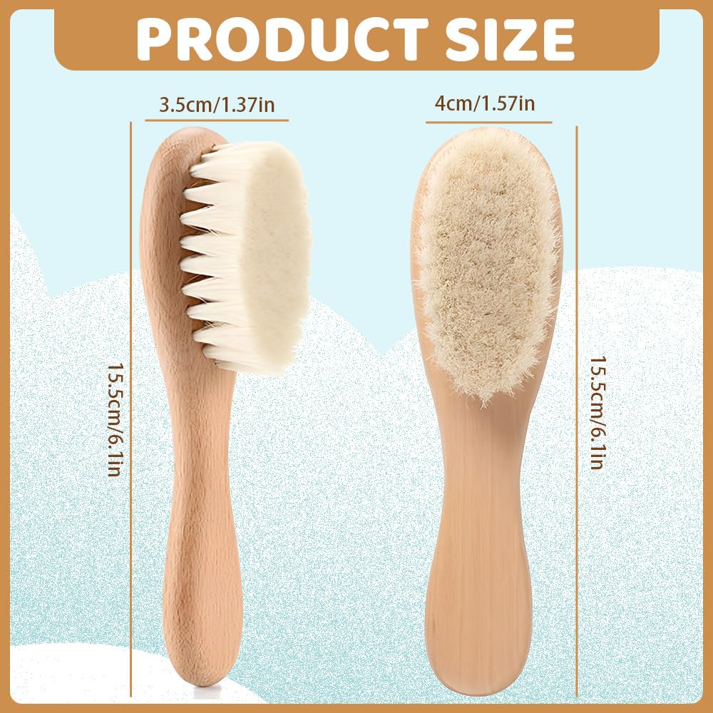 1 Pièce Brosse cheveux bebe，à cheveux Poils de chèvre doux Premium Brosse à bébé en bois pour Cradle Cap, garçons et filles, pour enfant et nouveau-né, Baby Shower Cadeau