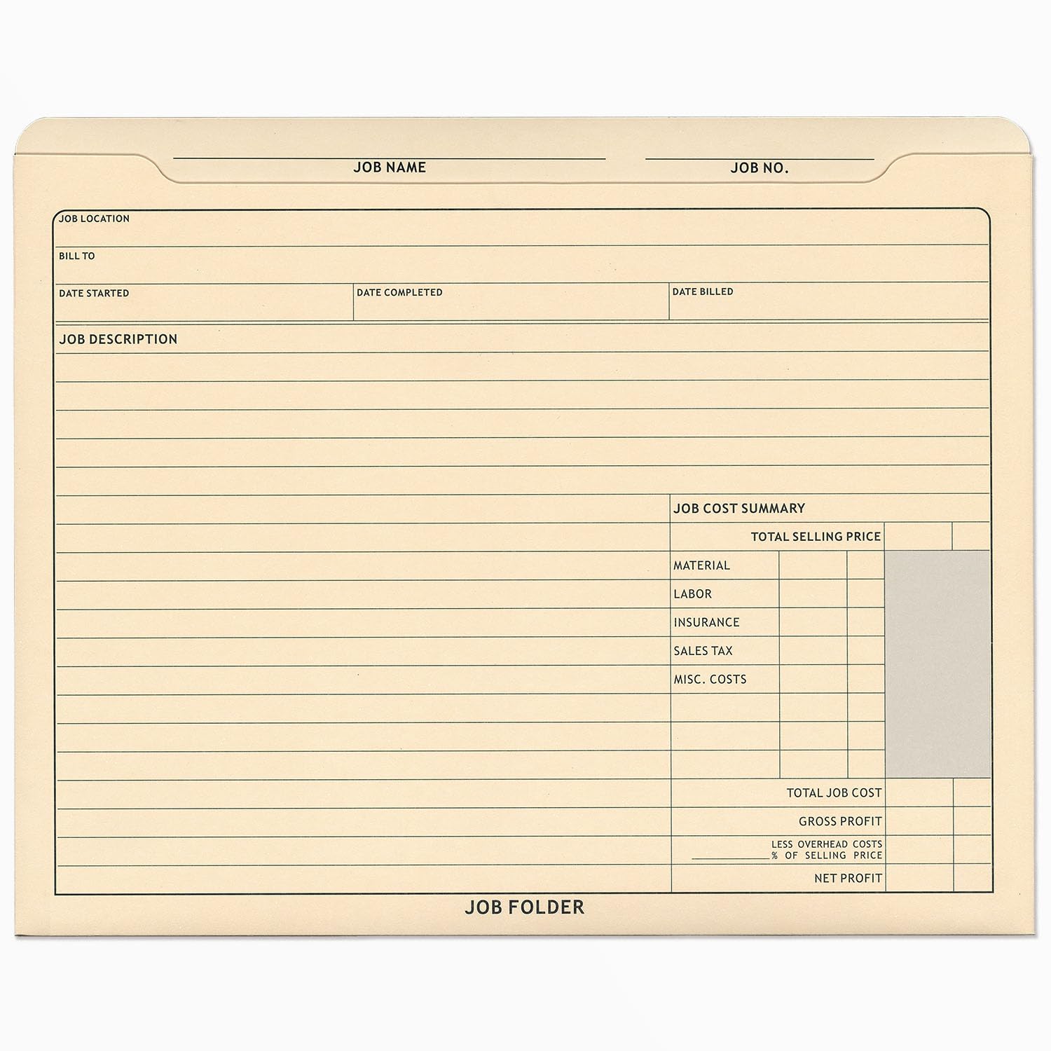Job Folders Manila File Jackets, Heavy Duty, Preprinted, 25 Folders