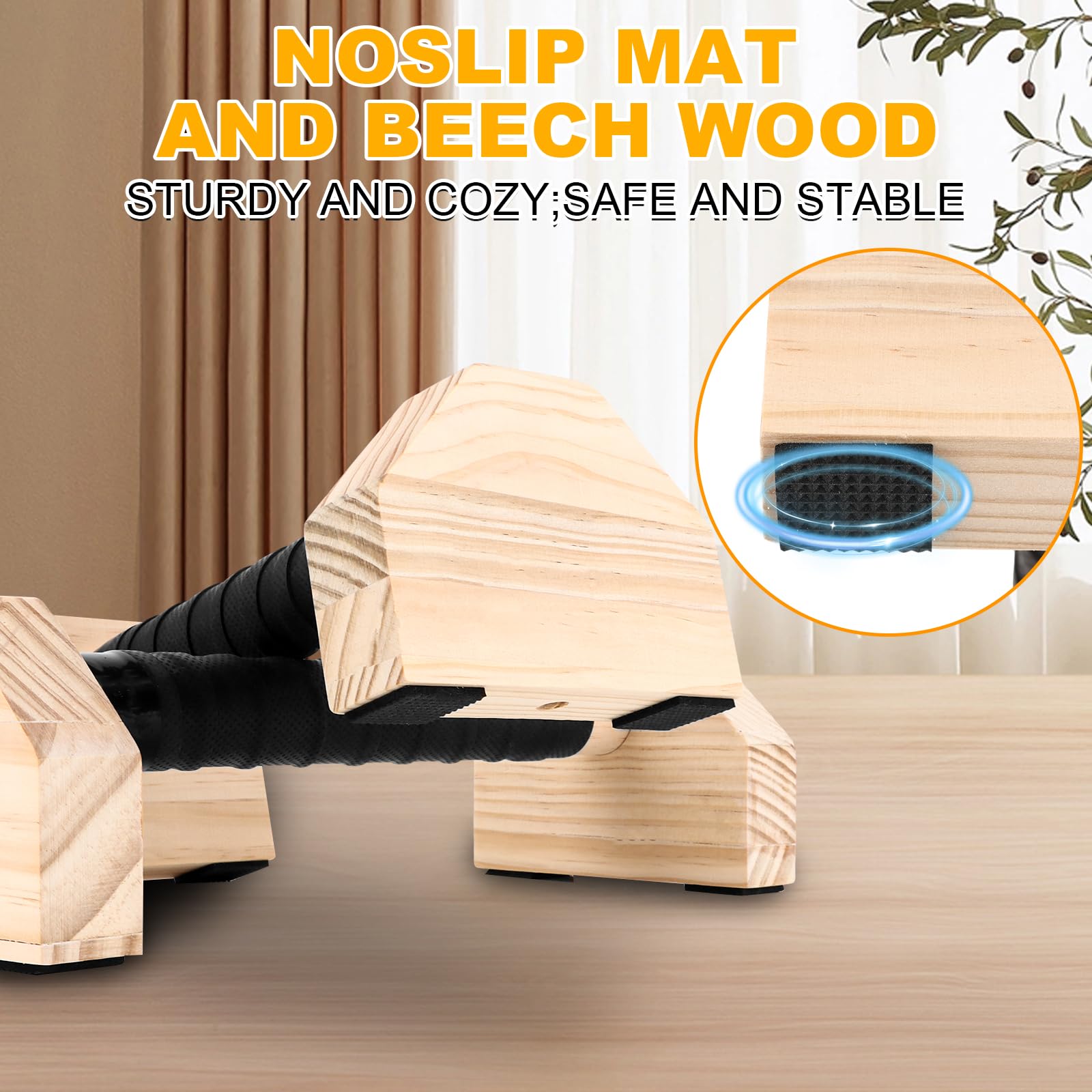 4er Set Liegestützgriffe Holz, Handstand Stütze, Push Up Bars Holz Parallettes für Handstand, Liegestütze (25 CM + 30 CM)