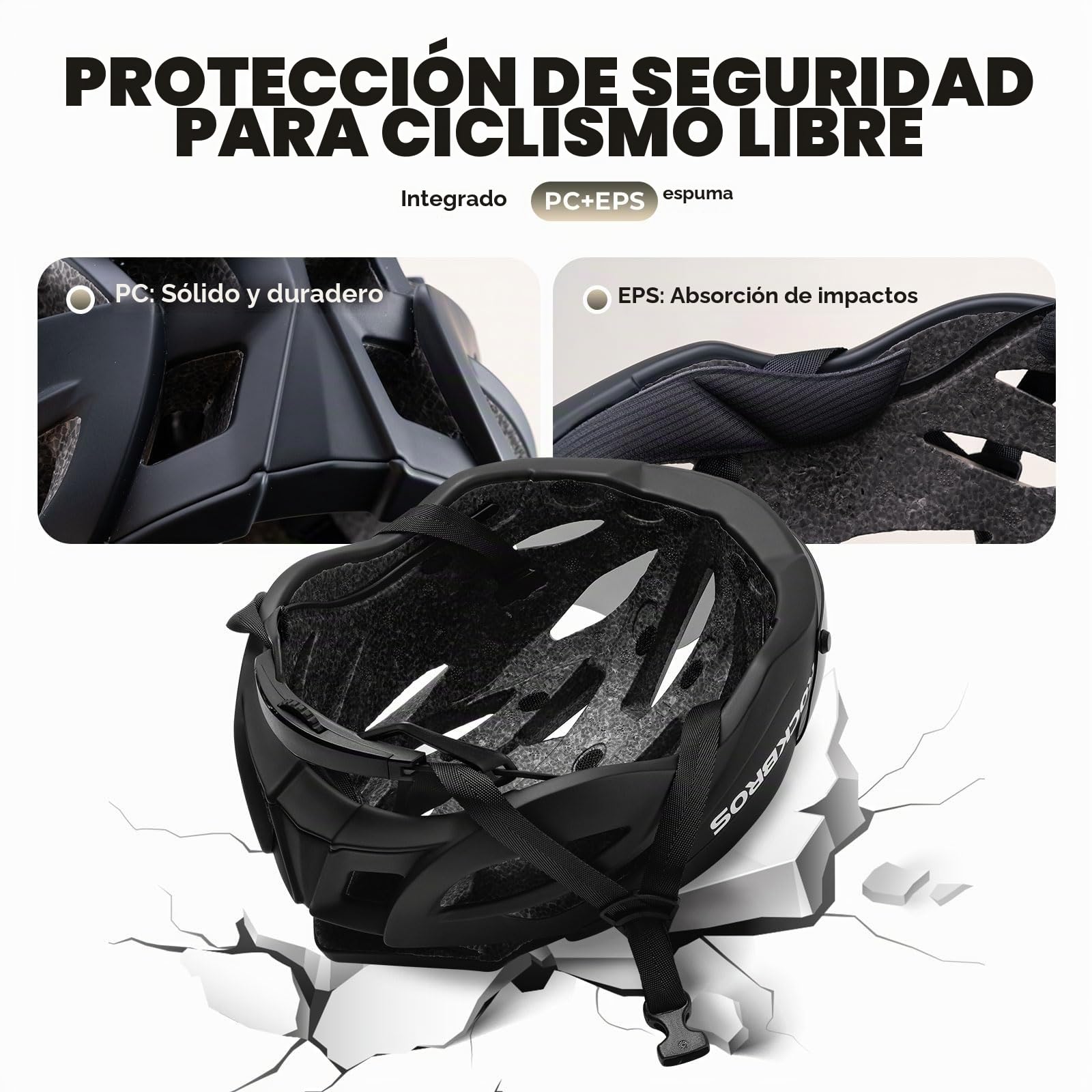 ROCKBROS Casco Bicicleta Adulto con Visera Magnética Extraíble, Casco MTB Bicicleta Carretera Ajustable Casco Ciclismo Ligero con Forro Lavable para Hombre Mujer 58-62cm