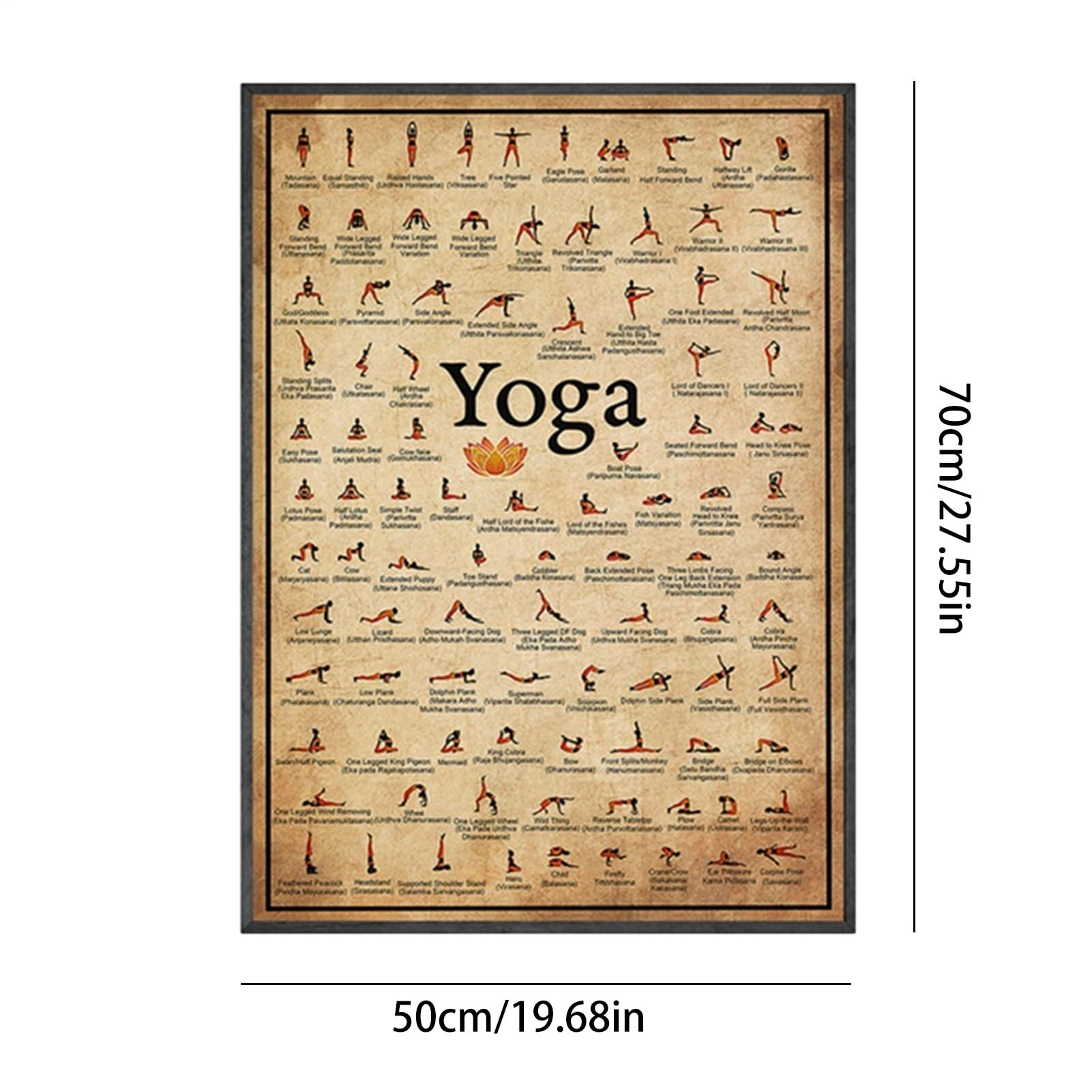 Cartel De Yoga Asanas: Guía Completa De Entrenamiento Para La Fuerza Y ​​flexibilidad, La Tabla De Ejercicios Gym Home | Sesiones De Estiramiento De Referencia De Pose Visual, Práctica Diaria De Princ
