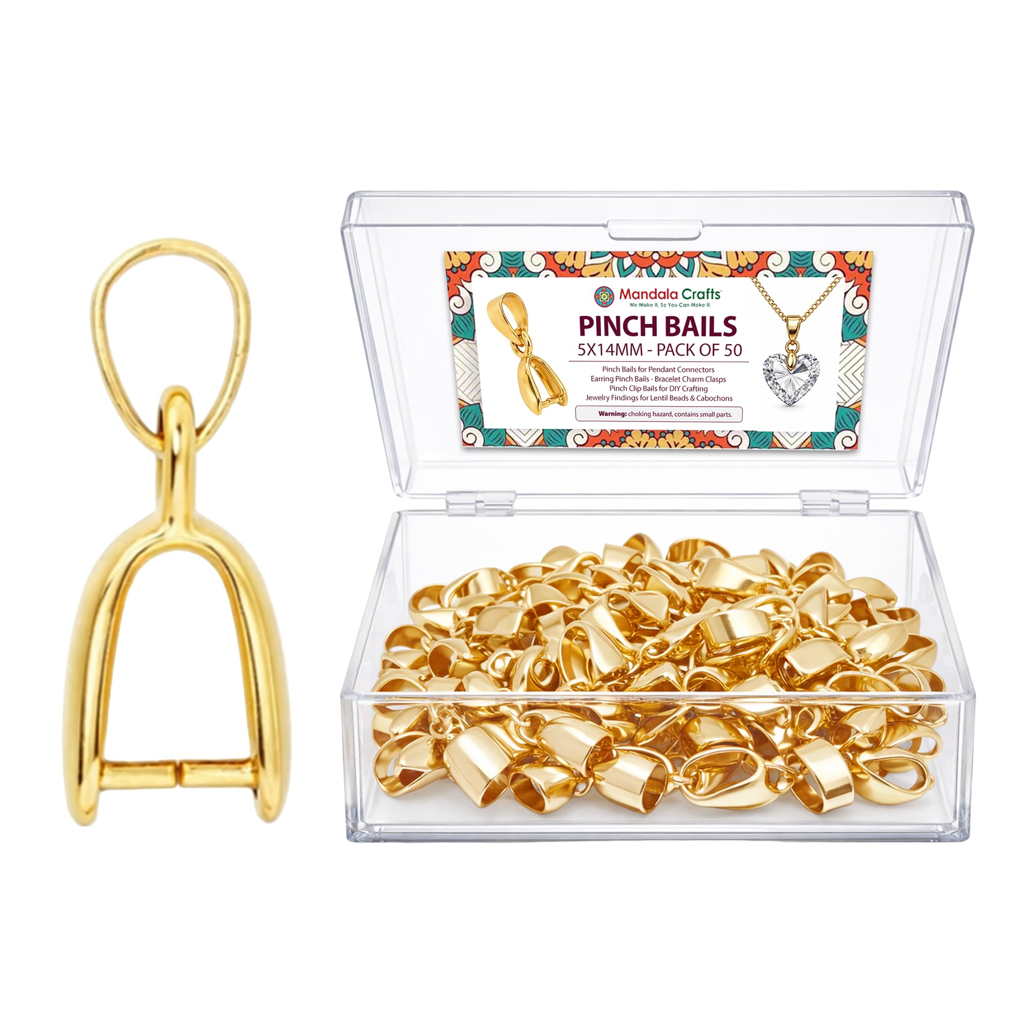 Amazon.com: Mandala Crafts Gold Tone Pinch Bails Jewelry Findings