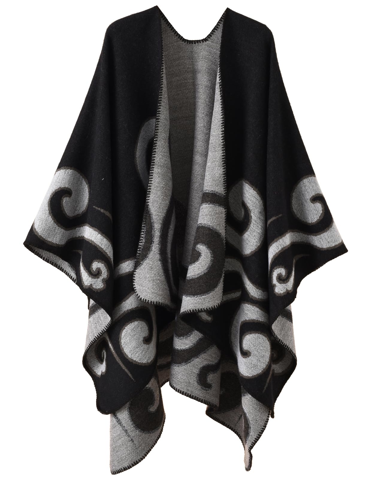 Women's Shawl Wraps Open Front Poncho Cape Oversized Sweaters Casual Cardigan Shawls for Fall Winter