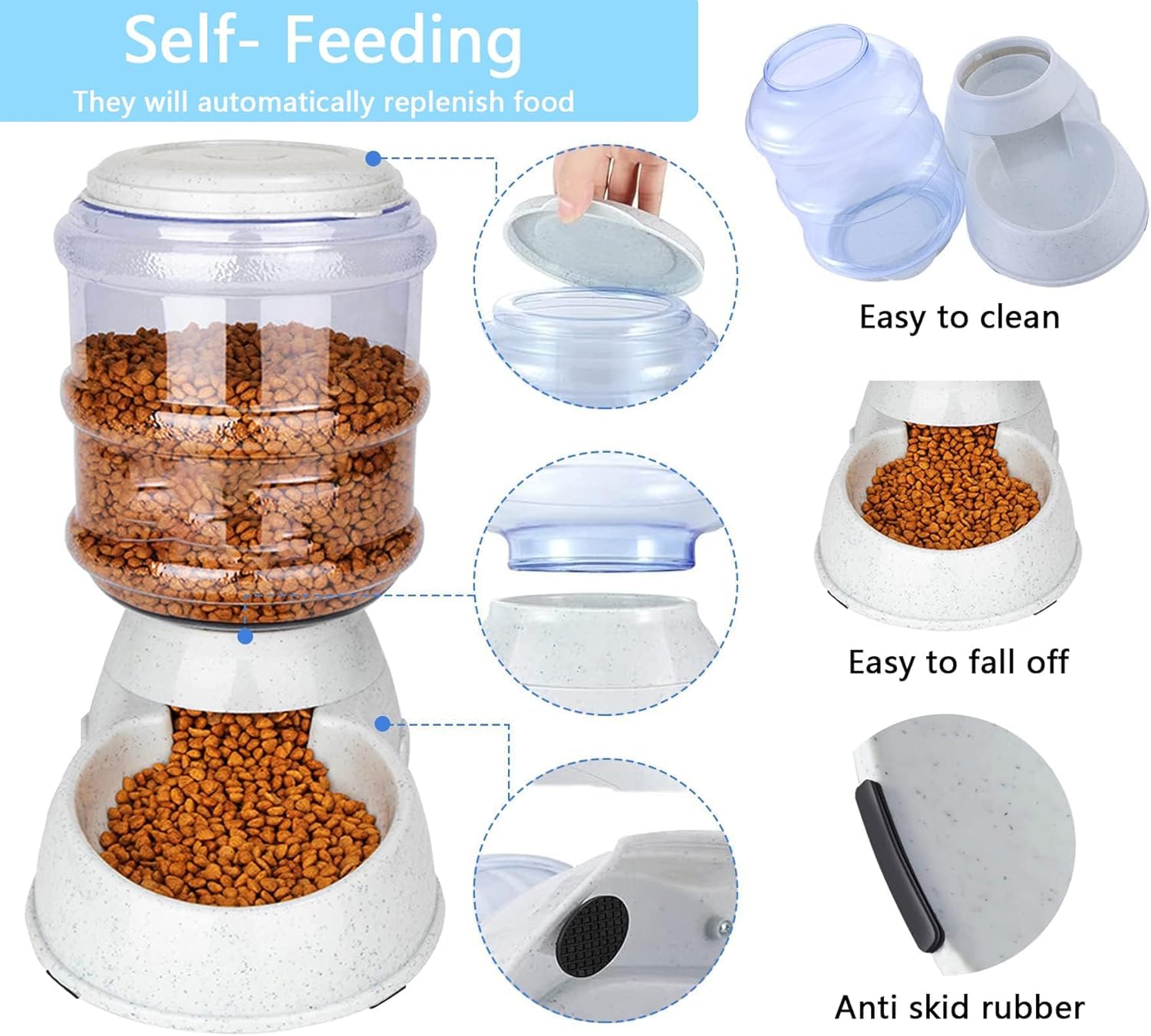 Gravity Pet Feeder and Water Dispenser Set, 3 Gallon/11L Automatic Dog Feeder and Dog Water Dispenser for Dogs Cats Pets Animals Large Capacity 2