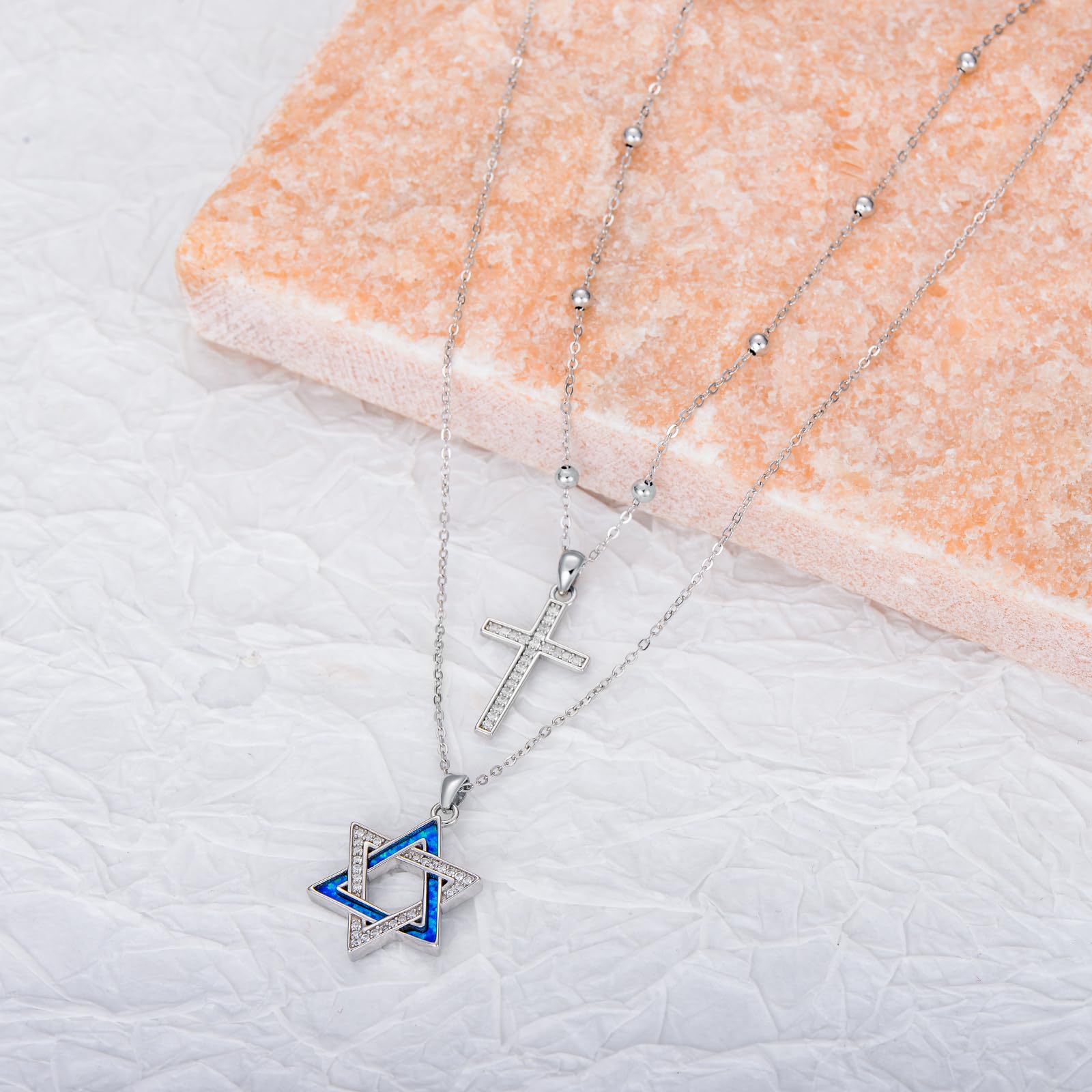 Collana a forma di stella di David, in argento sterling 925, con opale a forma di stella di David, con ciondolo a forma di stella ebraica, idea regalo per donne