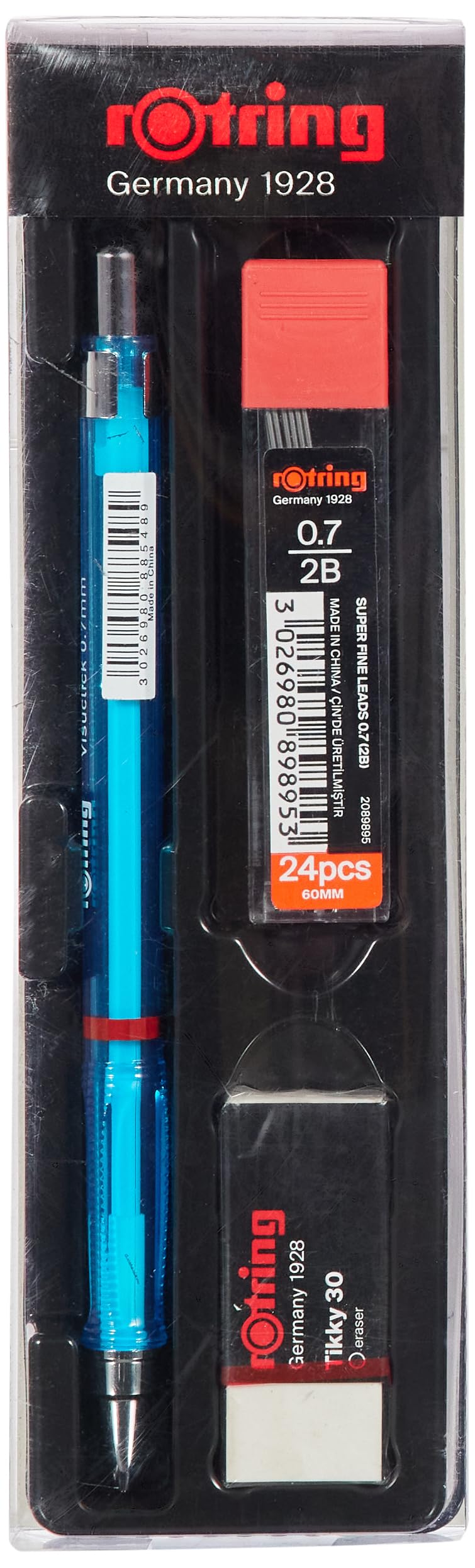 Rotring Visuclick Versatil Kalem 3’lü Okul Seti, Uçlu Kalem 0.7 mm, 0.7 Uç 2B, Silgi Hediye - Mavi 3lü paket