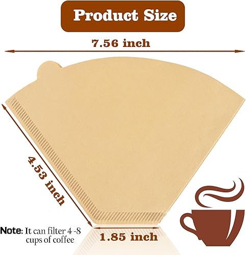 Miniatura 2 de 100 filtros de café, filtro V60 tamaño de filtro #4, filtro de café sectorial, papel natural sin blanquear desechable para verter sobre café (4-8