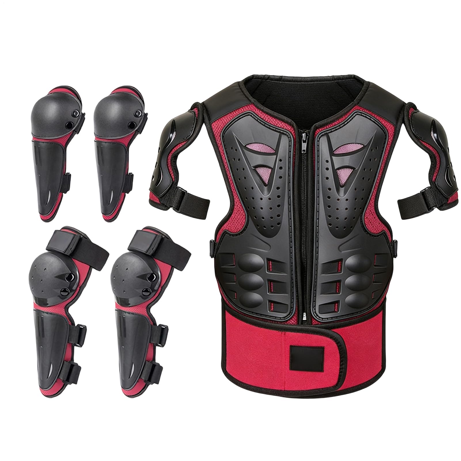 Équipement de Moto Tout Terrain pour ,Set De Protection 5 Pièces avec Genouillères Et Coudières - Protection Thoracique pour Vélos ,pour Garçons VTT Trottinette Patinage Skateboard Sport Extérieur