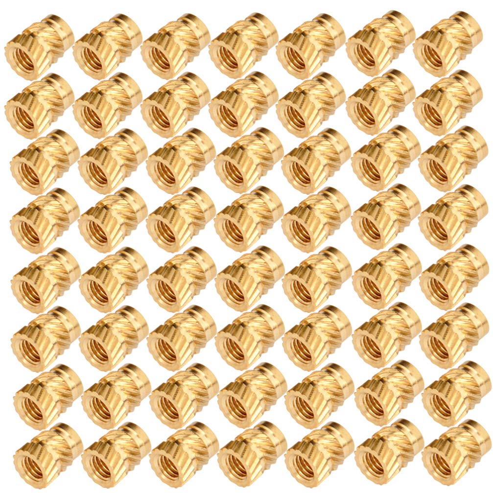 TEHAUX 50pcs Brass Nut Heat Sink or Injection Molding Type Heat Resistant Insert Embedment Nut Hot Melt Hot Pressing Inlaid Bazi Pattern Nut 3D Printed Press Accessories