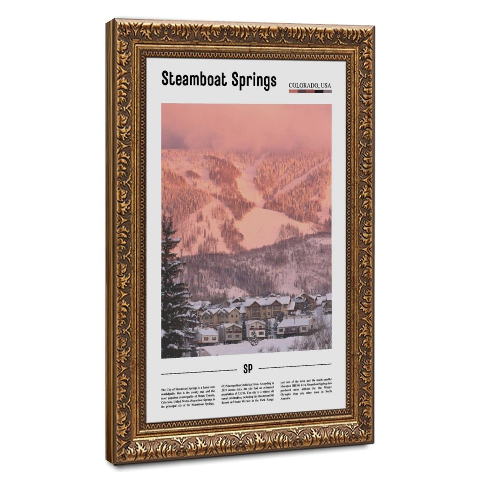 Wcyb Retro Gold Frame Steamboat Springs Colorado Usa The United States Of America Scenery Travel Prints Posters Canvas Deco Paintings Wall Art For Office Living Room Hangab