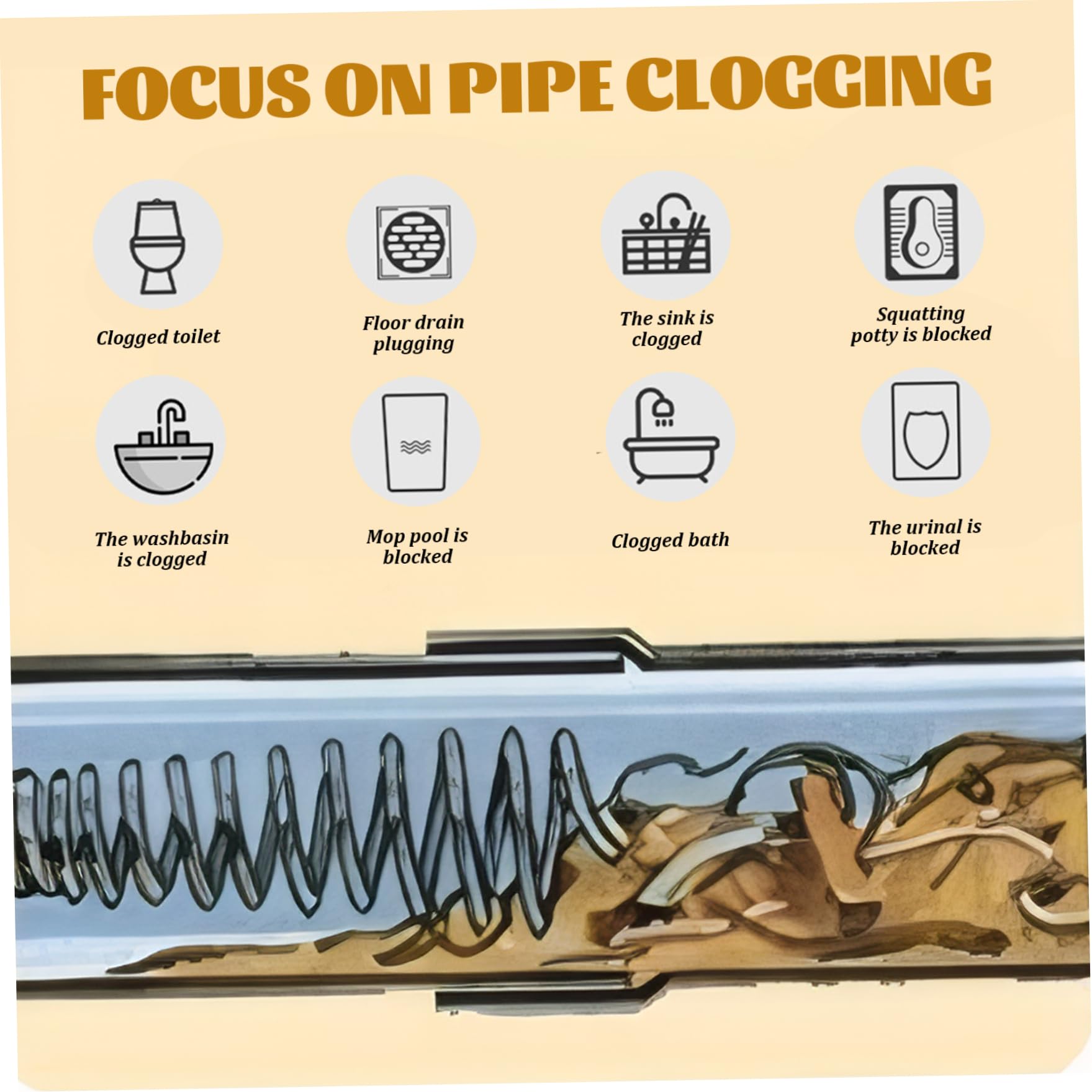 5PCS Drop Head Auger, Sturdy Drain Augers, Steel Wire Auger Drain Snake, Universal Joint Drill Powered Snake Replacement Drill Powered