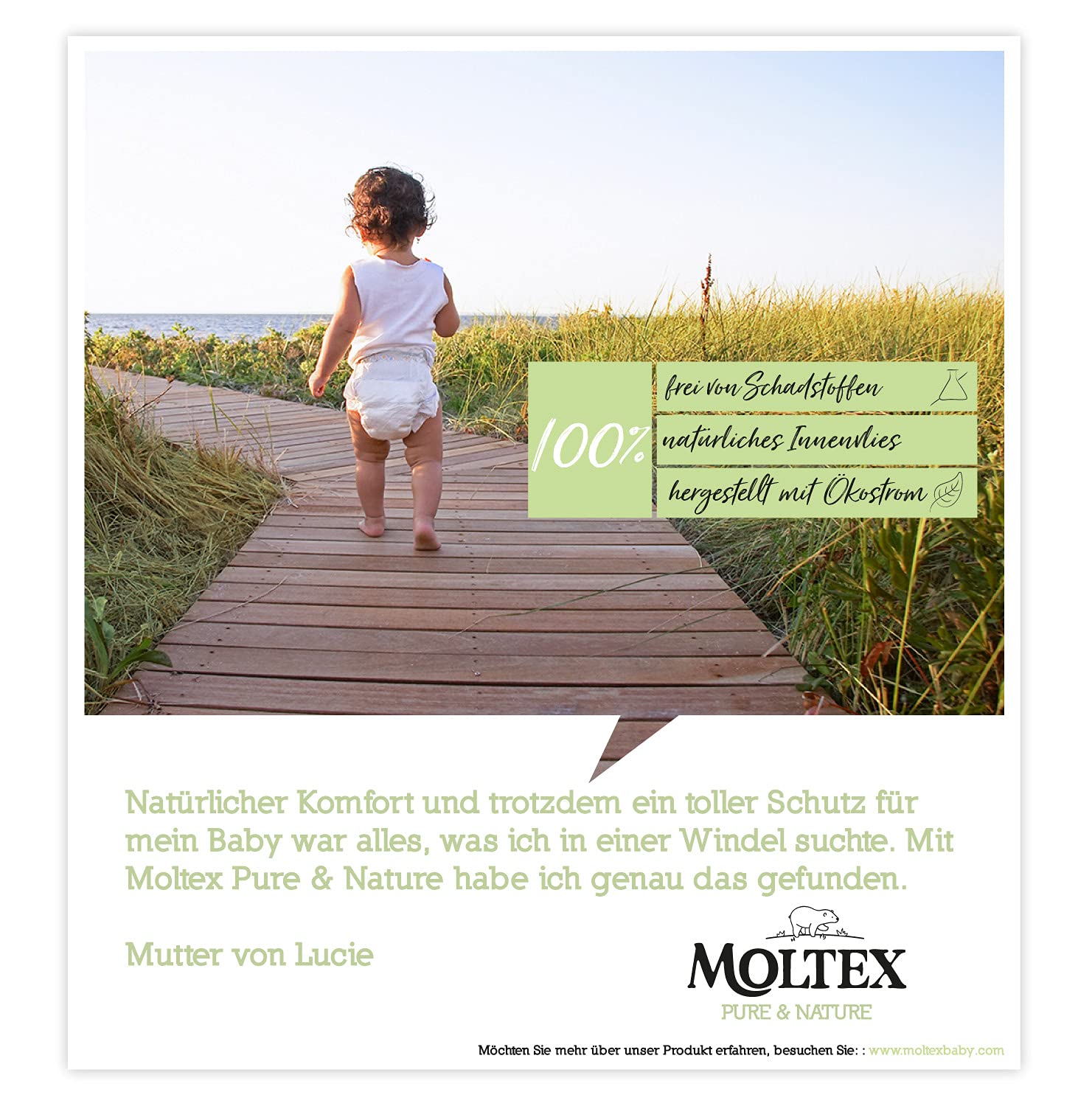 Moltex Pure & Nature Öko Windeln Größe 2 Mini (3-6 kg) Monatsbox -152 Bio Windeln