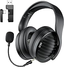 Wireless Gaming Headset with 2.4G Type C & USB Bluetooh Gaming Heaphone for PS4 PS5 Nintendo Switch, RGB Light, Ergonomic Design with Noise Cancelling Flexible Mic RGB Light Memory Earmuffs for PC