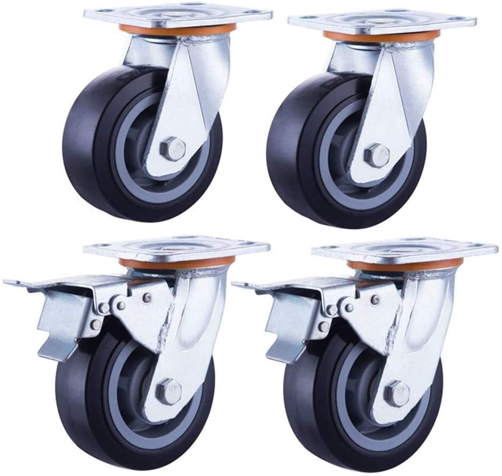 Roulettes de transport industrielles silencieuses 4 pouces pour chariot de meuble