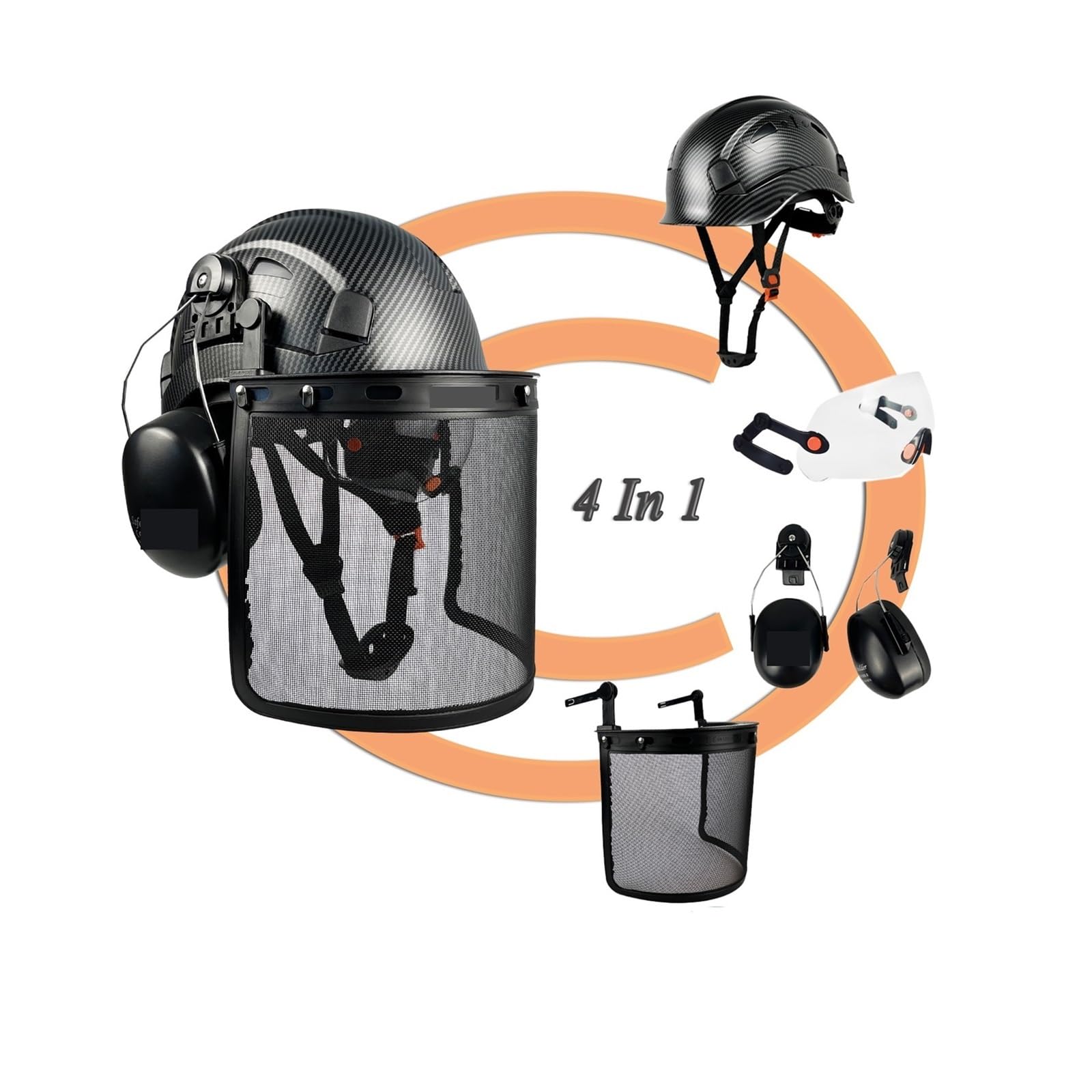 Przemysłowy kask bezpieczeństwa leśnictwo przemysłowy kask ochronny z siatką osłona twarzy nauszniki cięcie drewna ANSI twardy kapelusz rejestrator czapki robocze