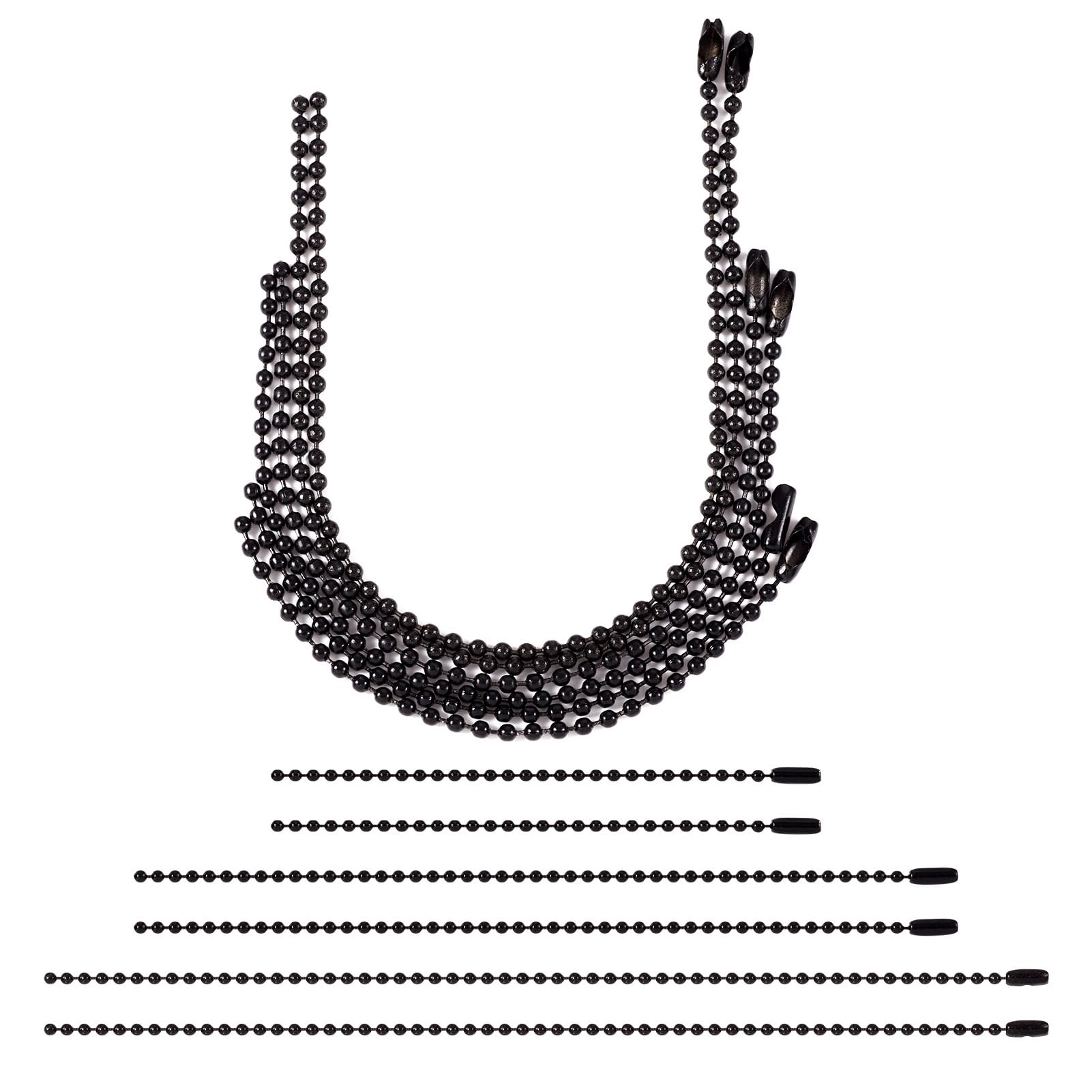 Magibeads 105Pcs Iron Ball Chain Black Keychain Chain Tag Chain Link with Bead Chain Connectors Ball Beaded Chain for Crafts DIY Men Women Hanging Ornament