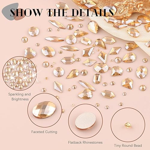 Miniatura 10 de Diamantes de imitación para uñas y perlas, kit de manicura con gel de pegamento de diamantes de imitación para uñas, cristal de parte trasera plana