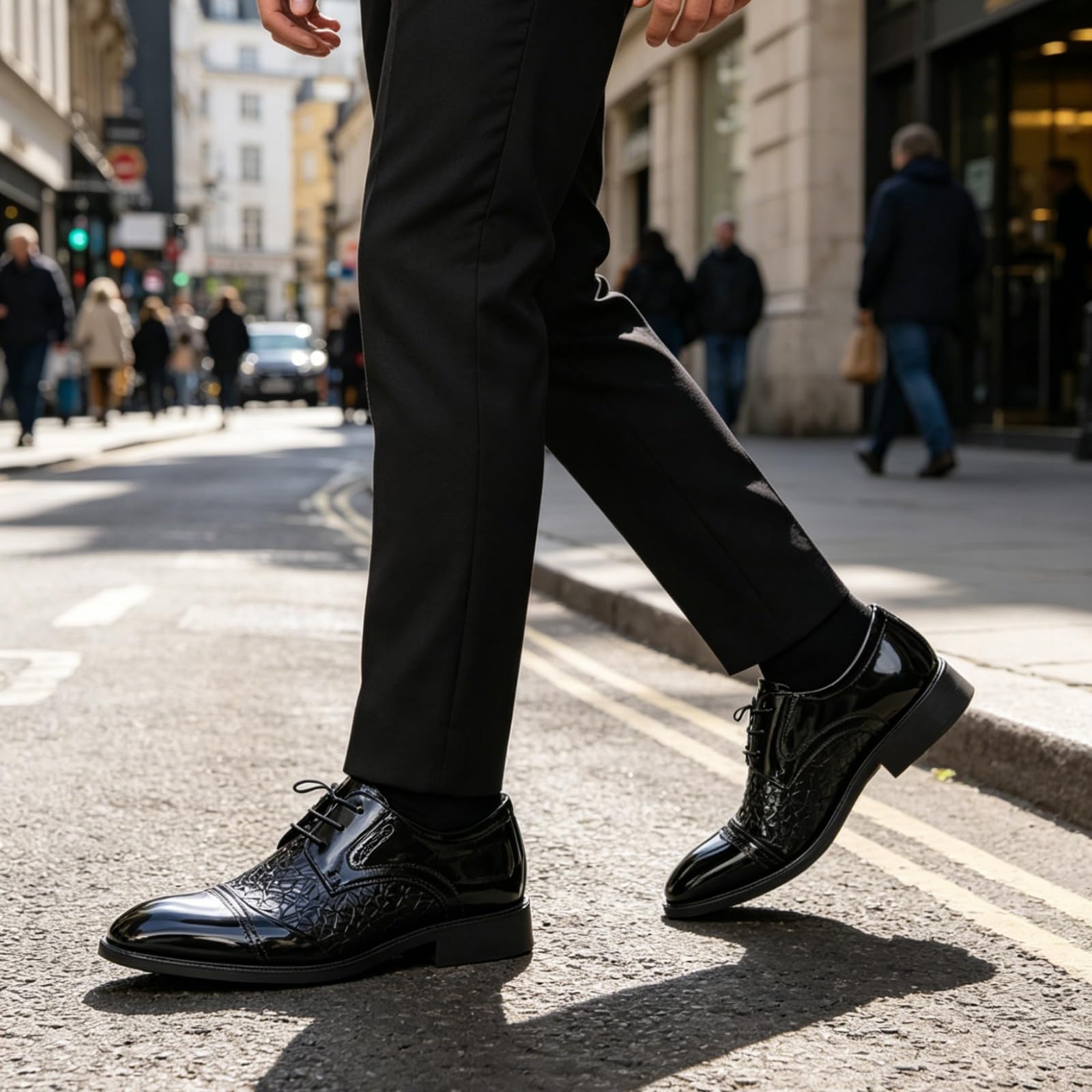 Scarpe Eleganti Uomo Classiche Scarpe Oxford in Pelle Verniciata Stringate per Matrimoni E Affari