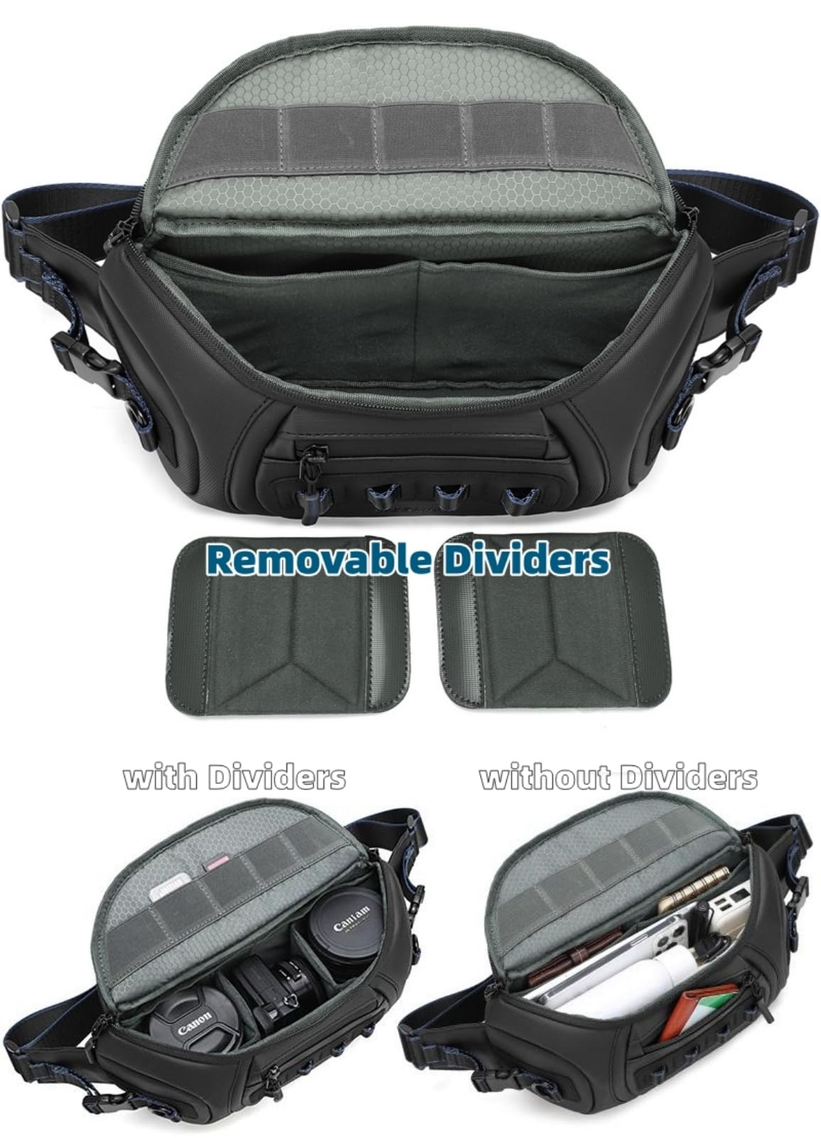 Sac Photo Bandoulière et Banane Imperméable pour Reflex Hybride