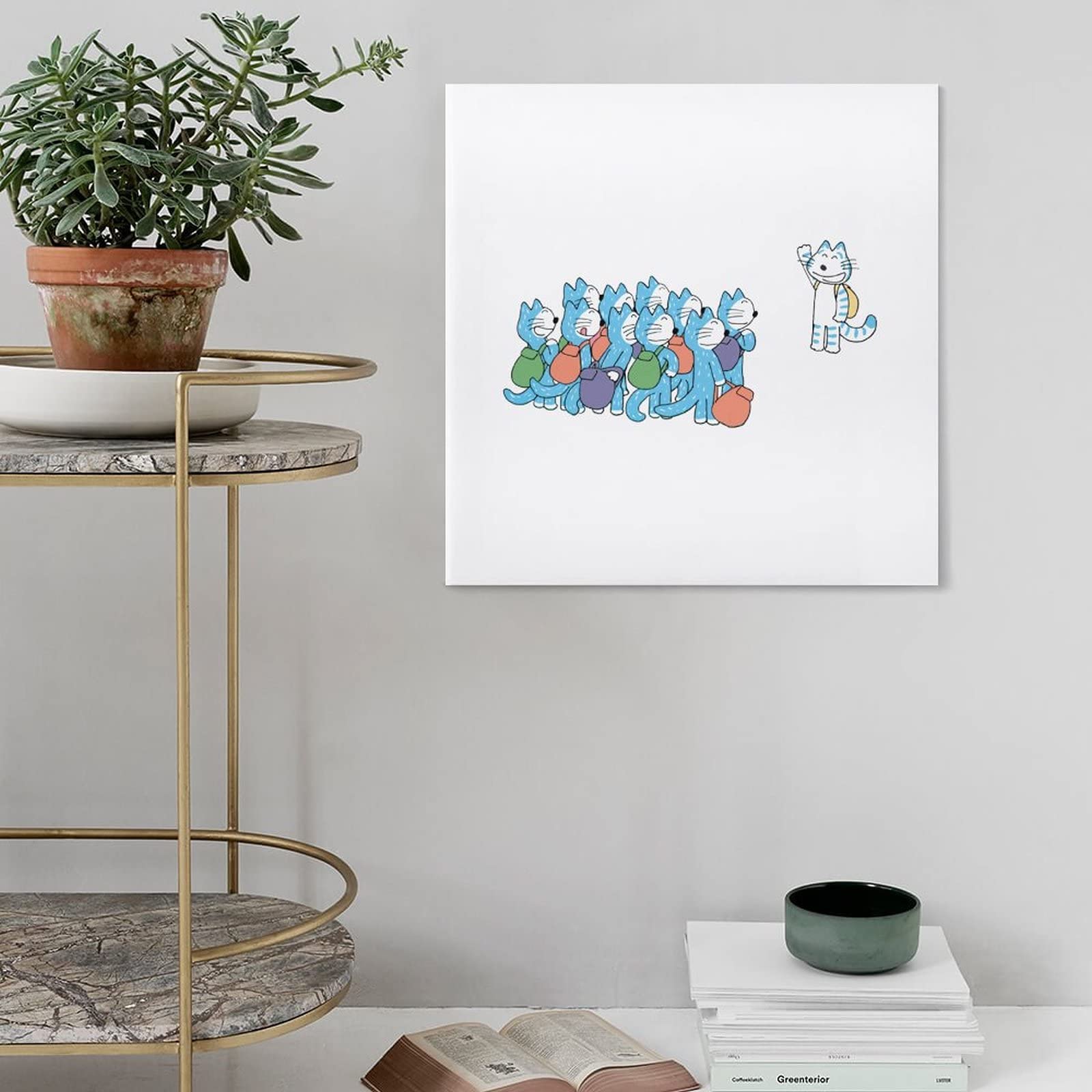Amazon.co.jp: アートパネル 11ぴきのねこ 正方形 キャンバス絵画 装飾
