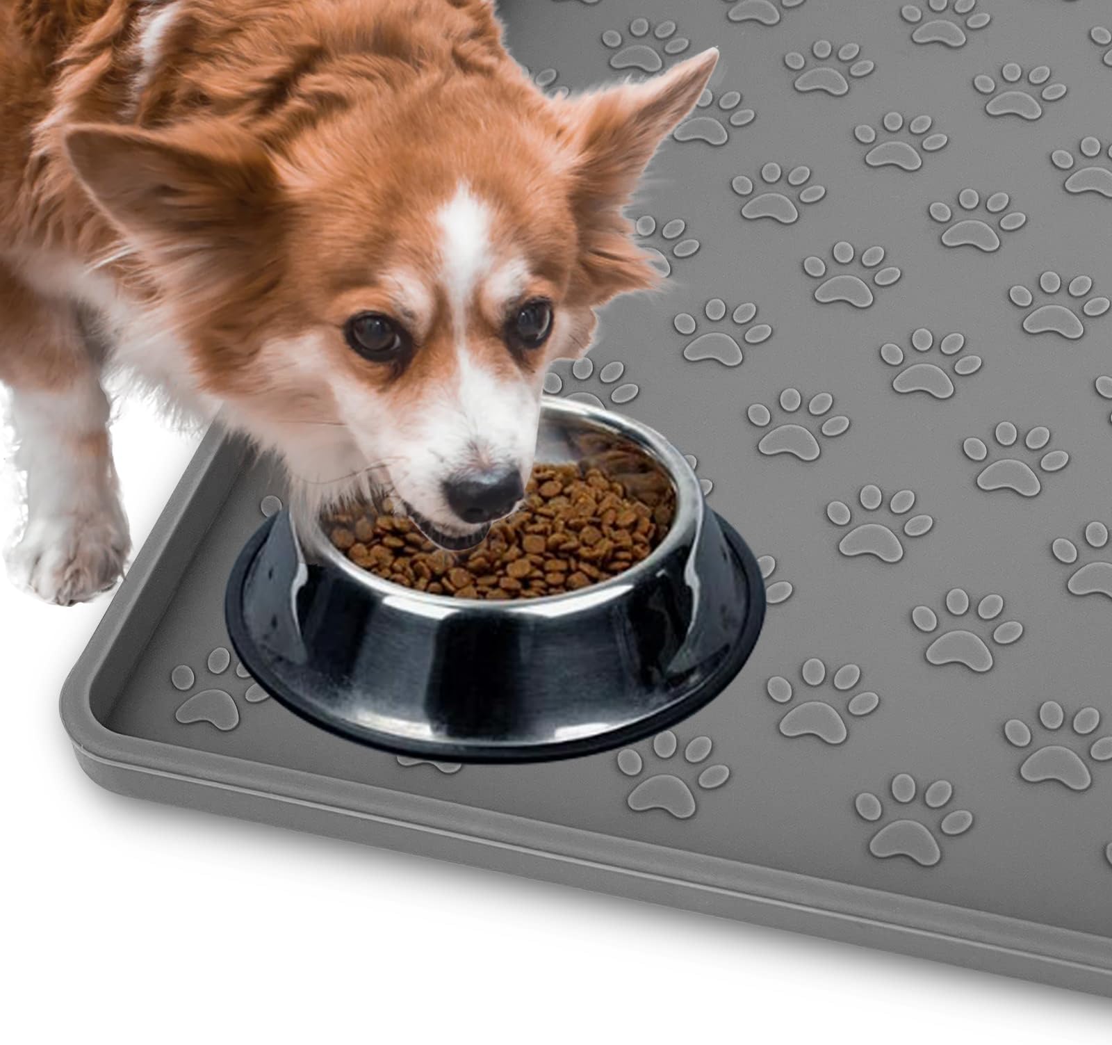 2 Manteles Individuales De Silicona Para Comederos De Perros/Gatos – Antideslizantes, Borde Elevado 0.5 Cm, Fáciles De Limpiar – Diseño Oreja De Gato (Rosa Y Azul)