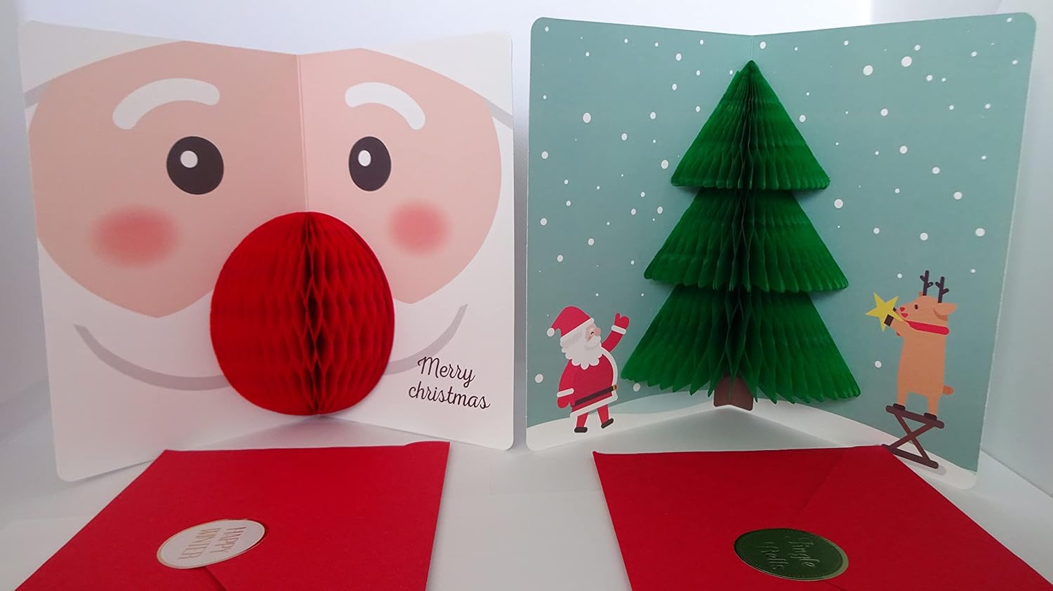 クリスマスグリーティングカード ポップアップ 立体 高級 おしゃれ プレゼント メッセージ グリーティングカード クリスマスカード グリーティングライフ サンタ フォレスト 2枚セット クリスマスカード 立体 クリスマスカードポップアップ Faz Co Zm