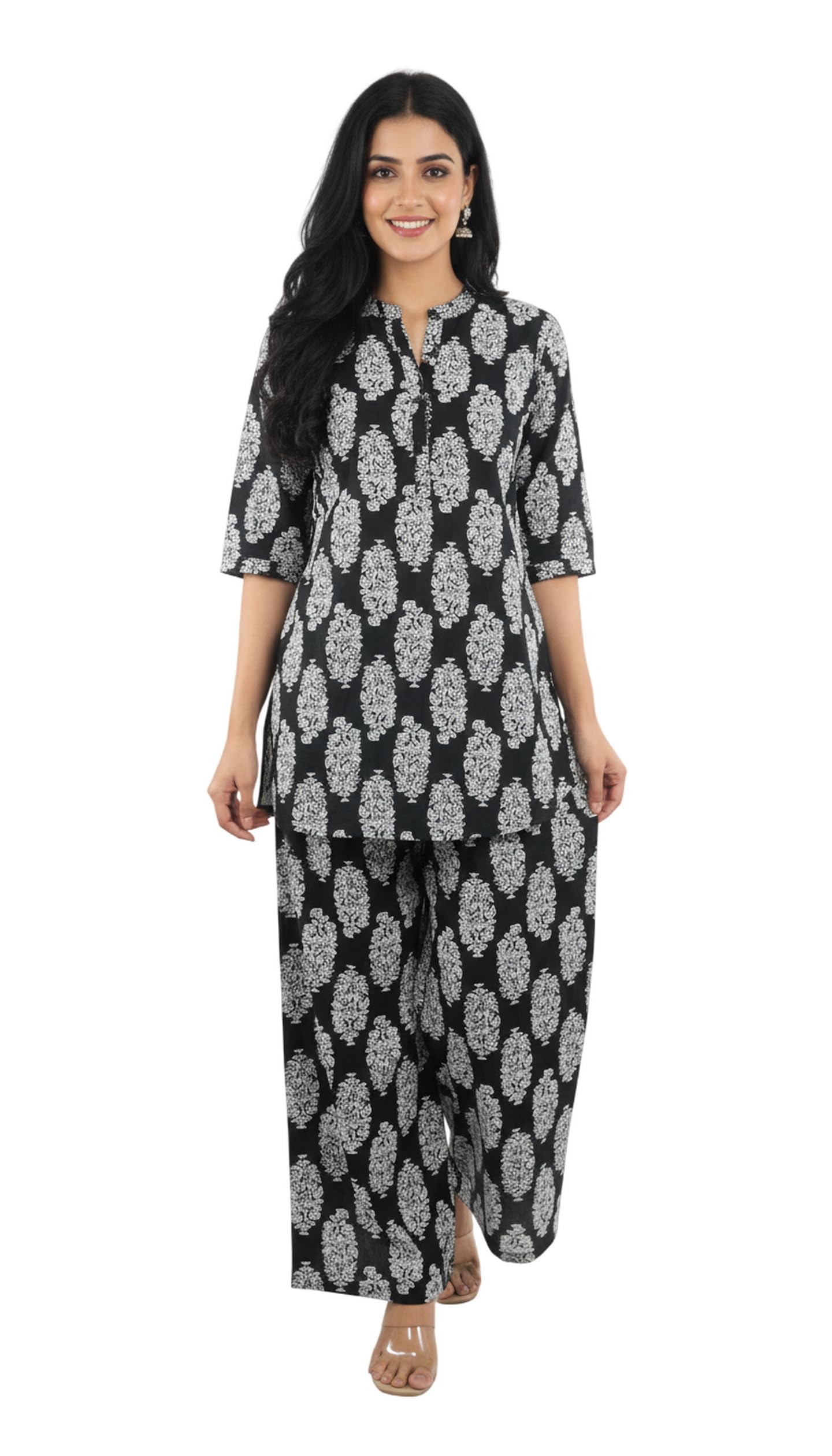 Women’s Cotton Co-Ord Set | Kurti Style Top & Palazzo Pant | Stylish Casual & Summer Wear Outfit for Women-image-13