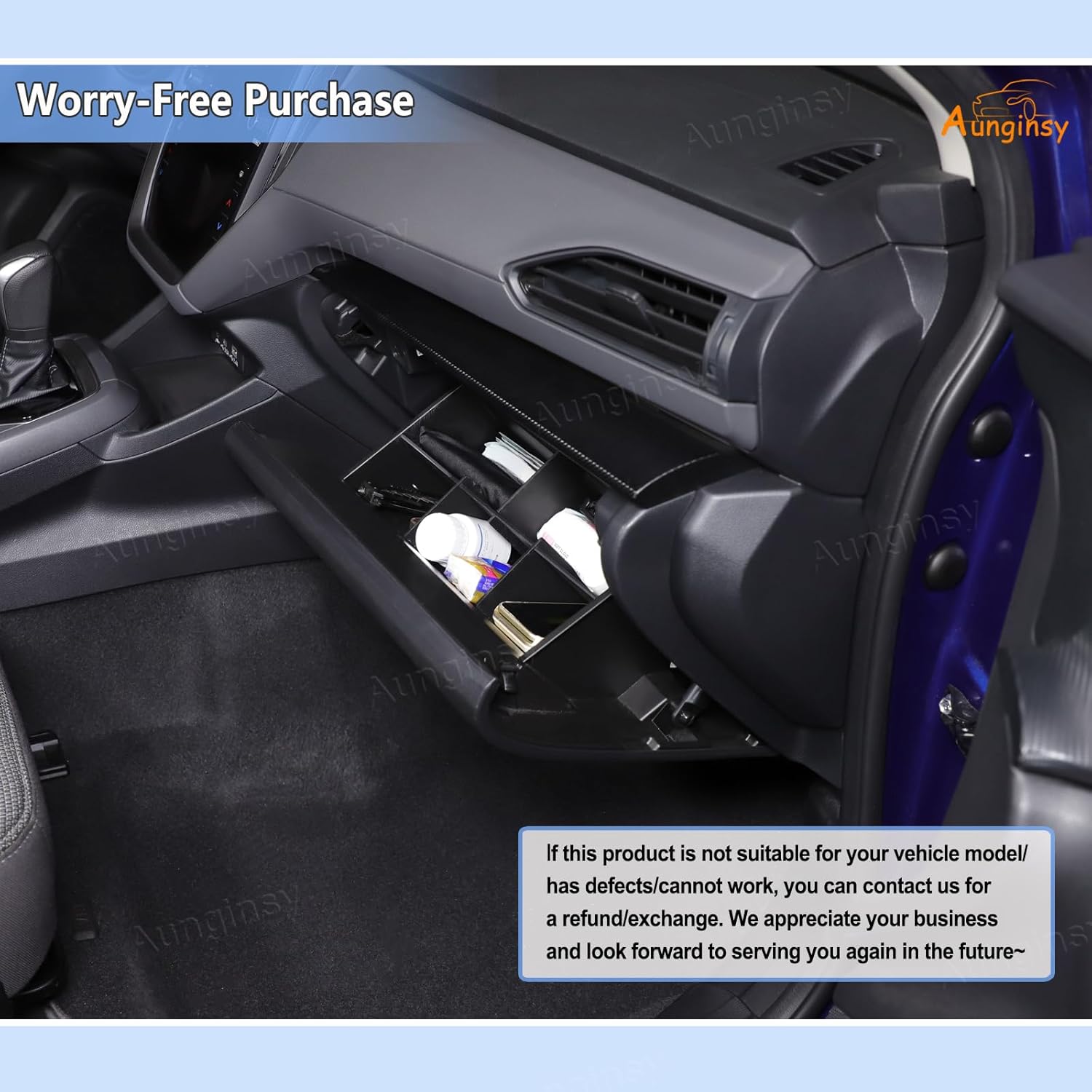 Aunginsy Car Glove Box Organizer Dividers Compatible with Subaru Crosstrek GU 2024 2025 Center Console Glove Divider Insert Storage Box Compartment Organizer Tray Partition ABS Black Accessories