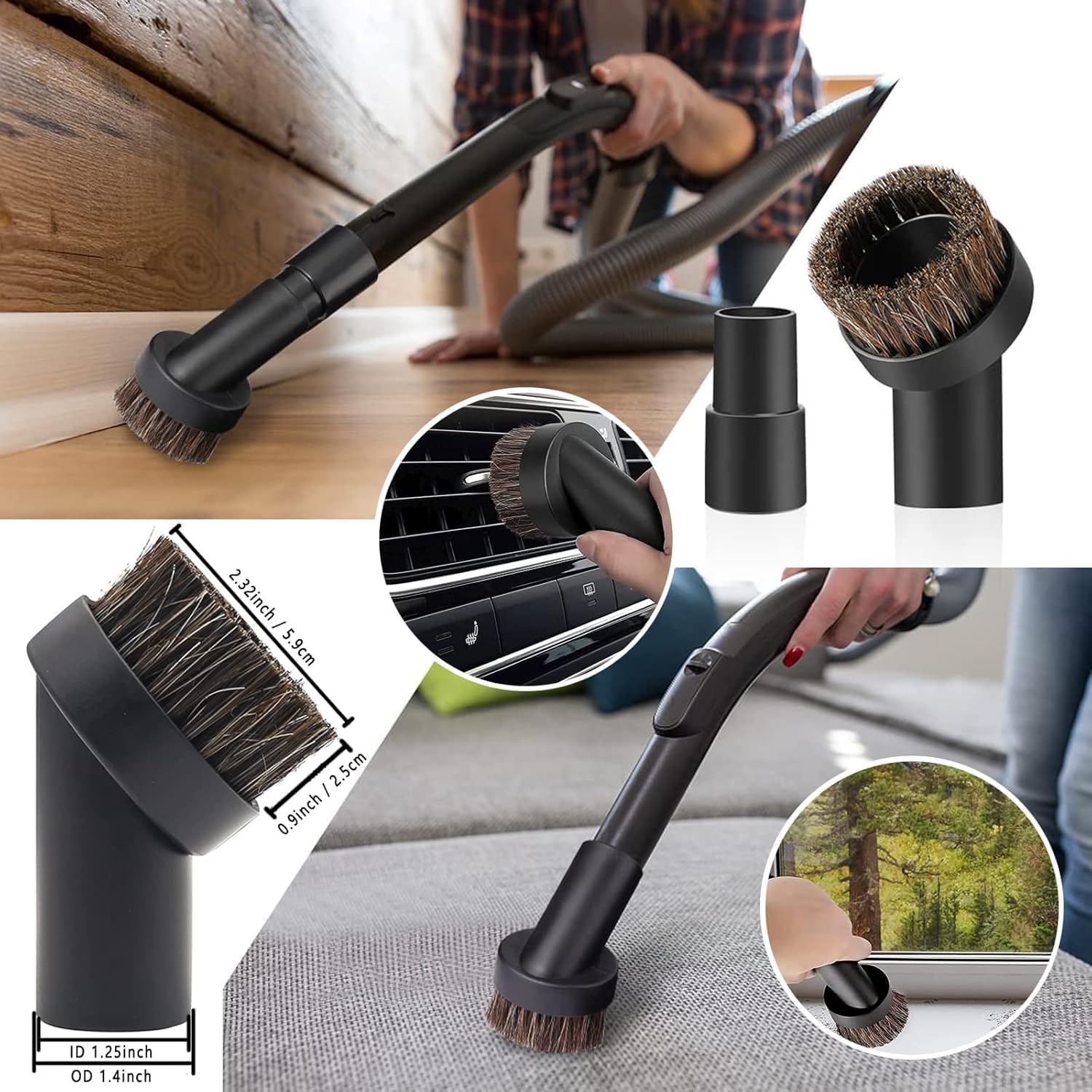 12 Pcs Universales para Aspiradora Adaptador de Manguera Aspiradora de Plástico Seco y Húmedo 1-1/4Pulgadas con Varita de Extensión Caballo Flexible Para Household Universal Vacuum Cleaner Accessories