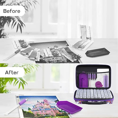 Miniatura 19 de ZORETCO Contenedores de almacenamiento de pintura de diamantes, 60 ranuras, kits de pintura de diamantes, accesorios y herramientas de pintura