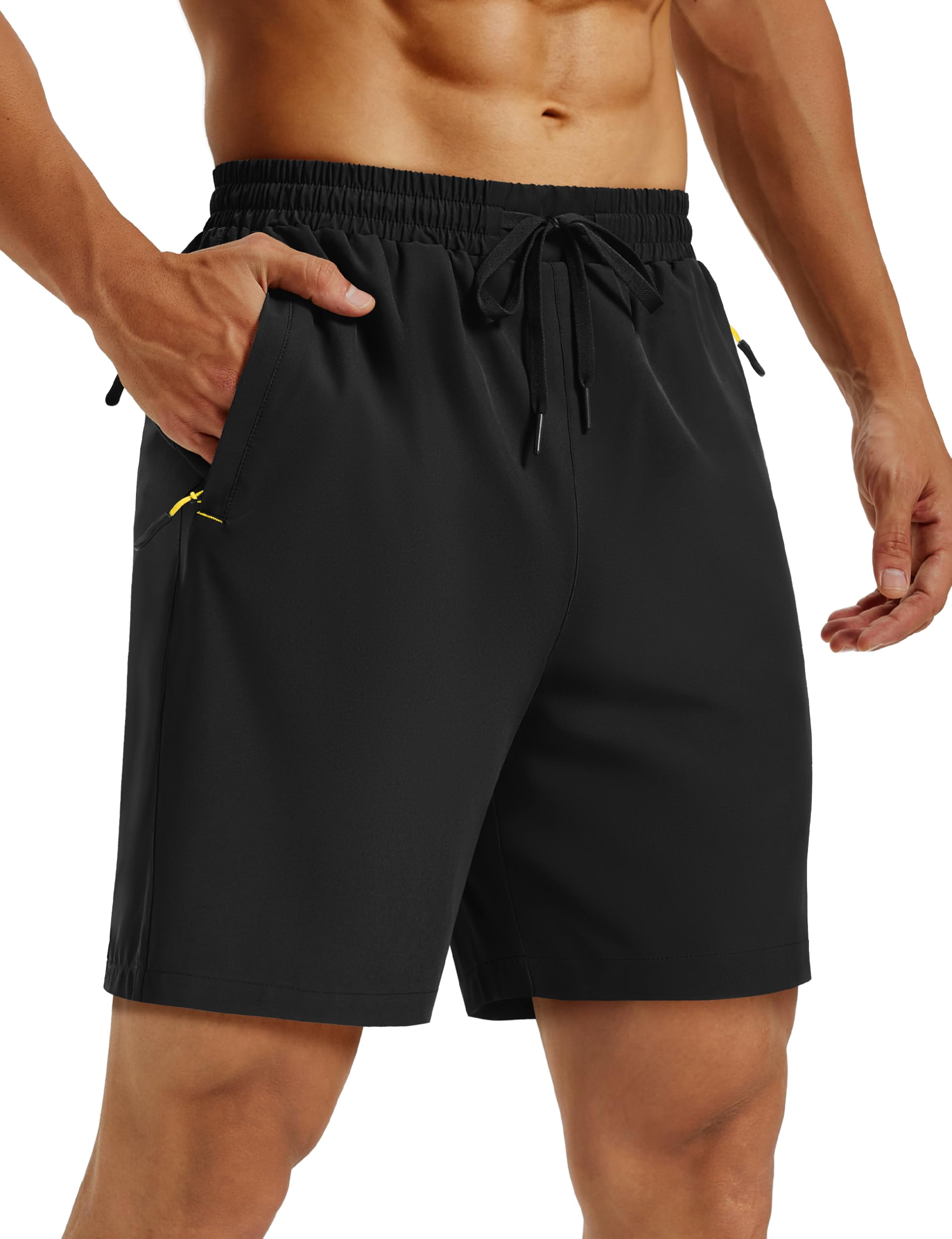 MAGCOMSEN Mens Hiking Shorts 7 Quick Dry Lightweight 3 Zipper Pockets Summer Workout Gym Athletic Running Shorts Men