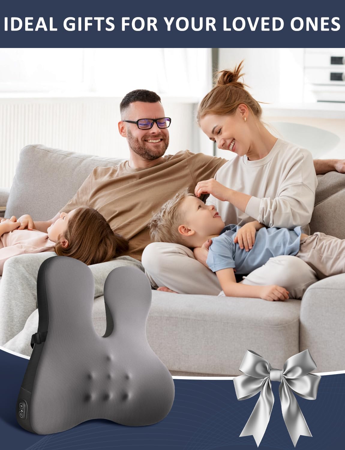 Lumbar Support Pillow for Office Chair,Heated Back Support Pillow with Vibration, Ergonomic Back Massage Pillow for Pain Relief, Memory Foam Lumbar Pillow for Car,Desk Chair,Gifts for Mom Dad