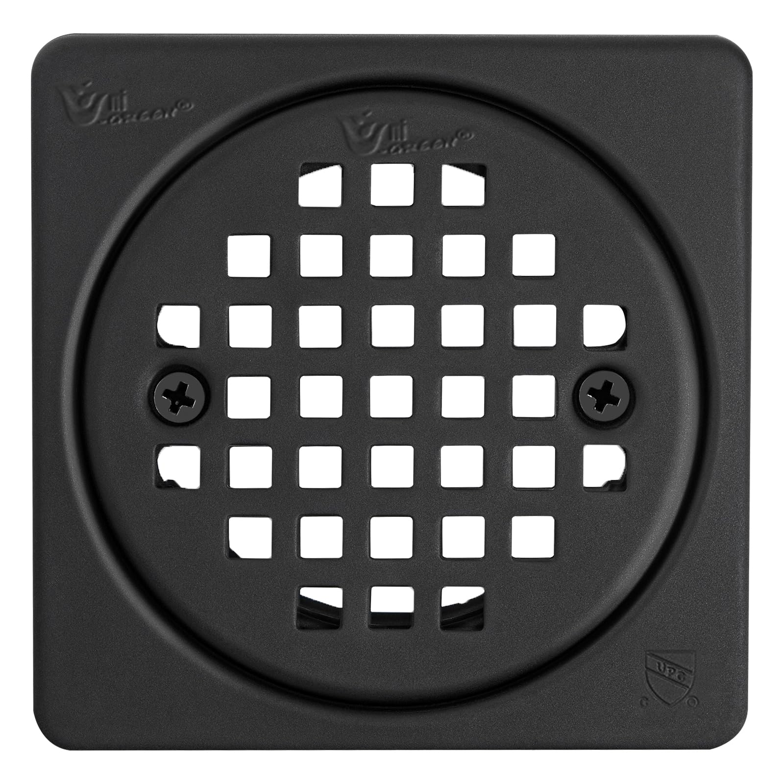 Kit de rejilla de drenaje de 4 pulgadas compatible con Schluter Kerdi-Drain Brida cuadrada de desagüe de piso de ducha SS304 de acero inoxidable y material ABS, certificación CUPC, negro mate
