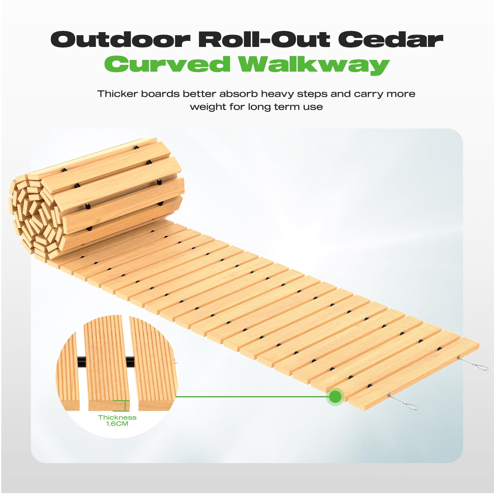 Snapklik.com : 12FT Wooden Garden Pathway, Outdoor Roll Out Cedar ...