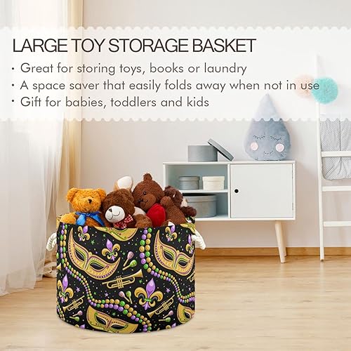 Miniatura 5 de FRODOTGV Mexican Cinco De Mayo Fleur De Lis Beads Carnival storage basket foldable and waterproof toy storage bin circle with sturdy handle stuff