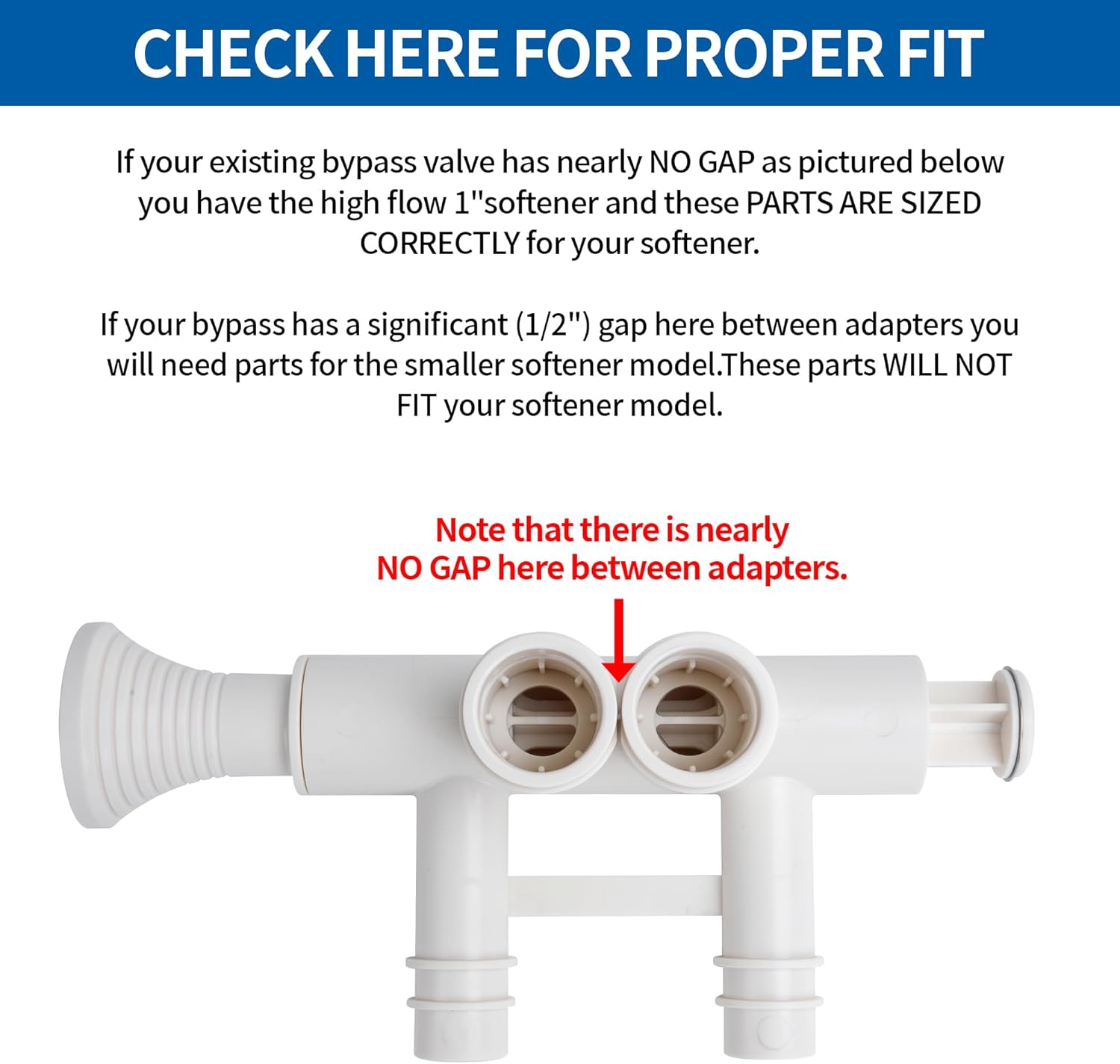 7345396 - High Flow 1" Water Softener Bypass Valve Kit with 2 Adapters, 4 Clips, 4 O-rings, and 8 Gaskets, for 8 Screw Caps, Compatible with Whirlpool/Kenmore/GE/EcoPure/Morton/NorthStar Models