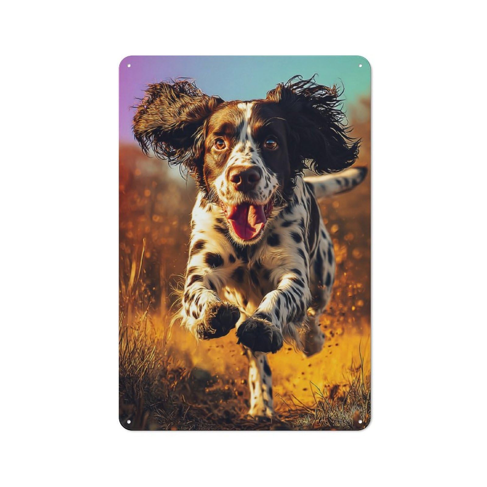 Junmoney Springer Spaniel In Motion -2 Tin Sign 30X20cm With For Workshop Wall, Vintage Decor, Gift For Workshop Decor Fans During The Christmas Season