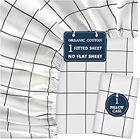 Vista 60 de LANE LINEN Sábanas ajustadas tamaño full, 100% algodón orgánico, juego de 3 piezas (1 sábana ajustada, 2 fundas de almohada), tejido percal, sábanas