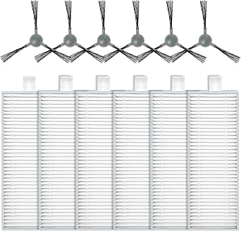 Accessories For Lefant M210 M210P M210S M210B M213 M213S, For OKP Life K2 K3 K3A K5 K6 Robot Vacuum Cleaner Replacement Part,6 HEPA Filter + 6 Side Brush